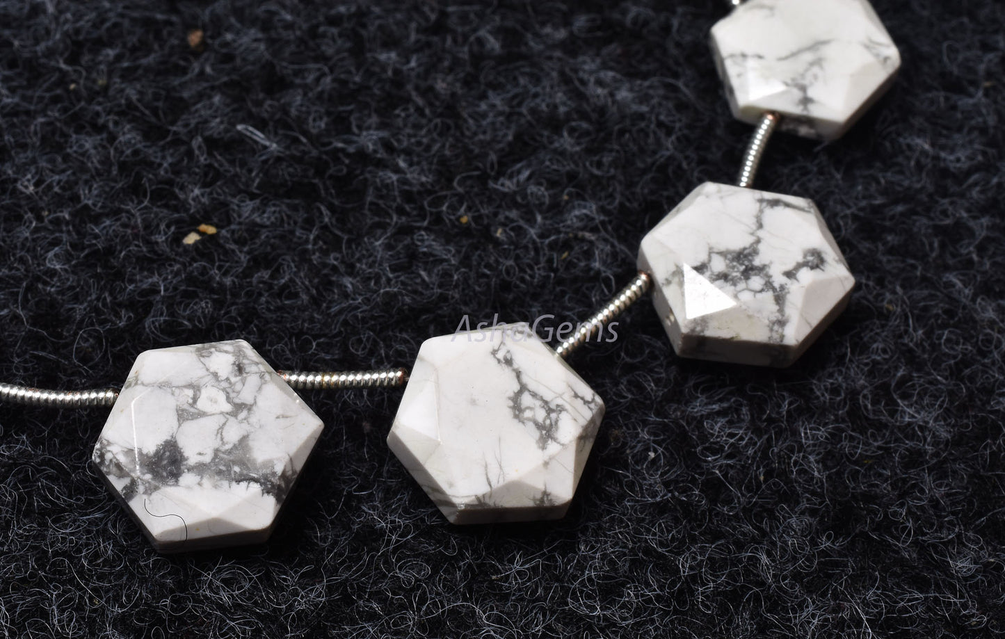 12 Piece strand Howlite Faceted Fancy Shape Gemstone beads, White Howlite Hexagon Beads, howlite 6 Corner Briolette Bead For Jewelry crafts