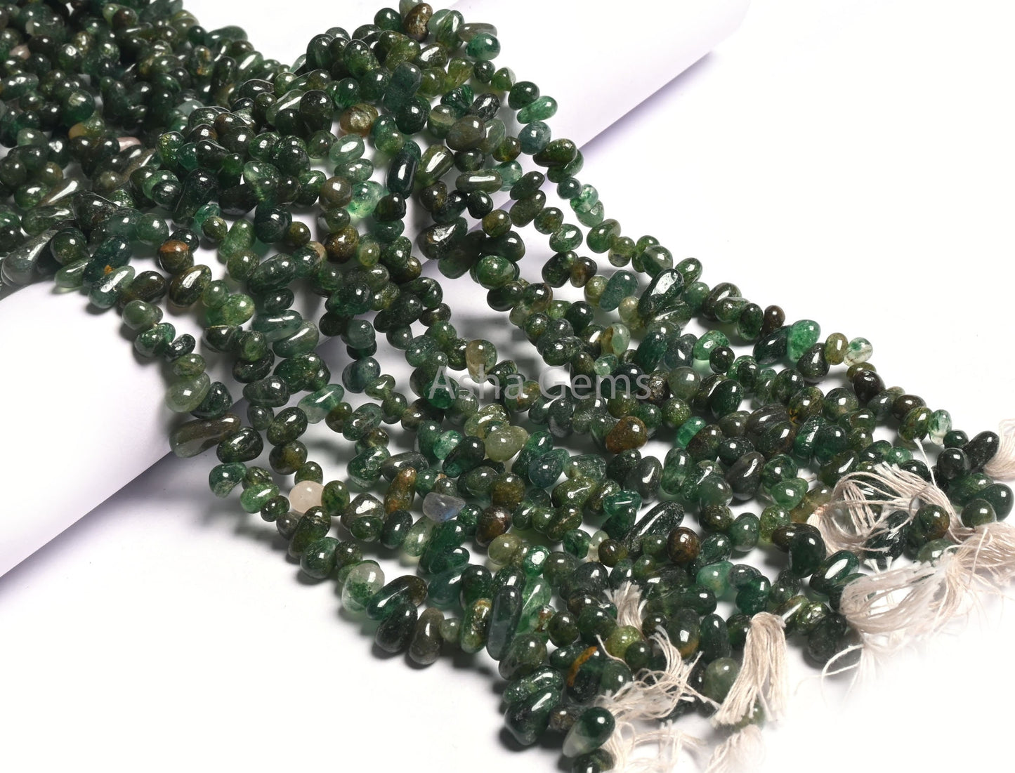 13" Strand Green Mica Margaj Smooth Uneven Drops Gemstone Beads, Natural Mica margaj Plain Handmade Teardrop Side Drill Beads Jewelry Crafts