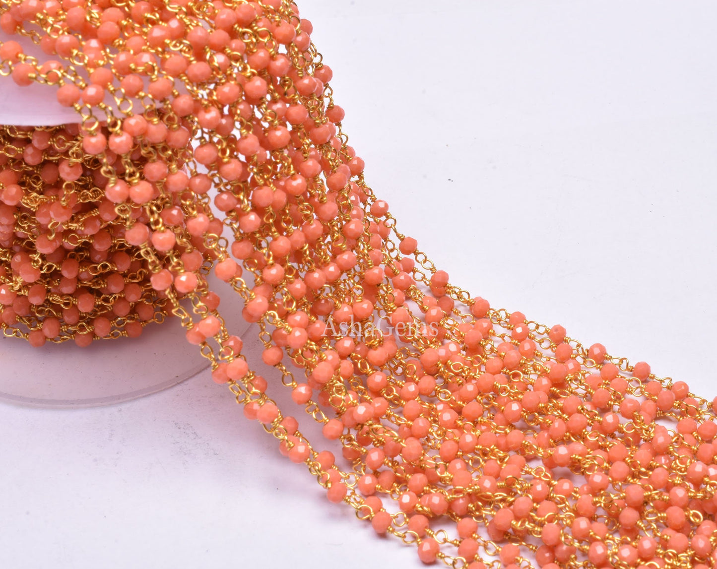 Amazing Orange Carnelian Hydro Faceted Beads Rosary Chain,3-3.5mm Rondelle Beaded Gold Plated Wire Wrapped Handmade Chain Jewelry Making Craft SALE