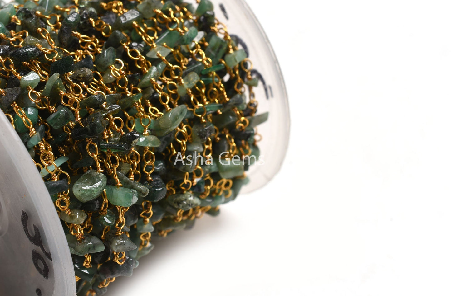Natural Green Emerald Gemstone Uncut Chip Beads Rosary Chain Gold Plated Wire Wrap Emerald Beaded Uneven Nugget Chain Jewelry Necklace Craft