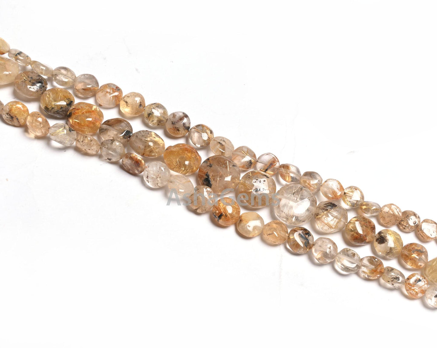 Beautiful Golden Rutile Quartz Smooth Coin handmade Beads,8" Yellow Rutile Coin Shape Straight Drill Gemstone Rutile Bead Jewelry Craft SALE
