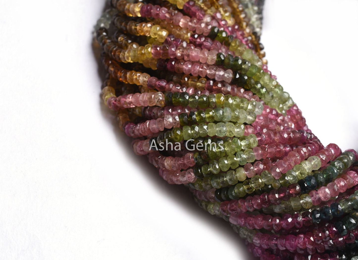 14.5" Strand Multi Tourmaline Faceted Rondelle Gemstone Beads,4mm Shaded Multi Tourmaline Hand Cut Beads, Real Tourmaline Bead Jewelry Sale