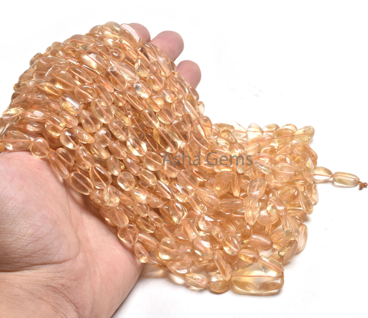Natural Citrine Smooth Nugget Shape Beads,9/18" Strand Yellow Citrine Plain Handmade Uneven Tumble Straight Drill Gemstone Bead Jewelry SALE