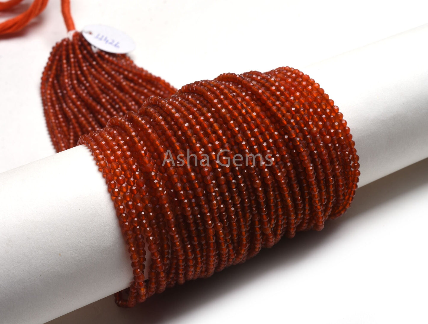 AAA Quality Carnelian Micro Faceted Rondelle Beads,3.25 mm Carnelian Beads, Red Orange Carnelian Machine Cut Gemstone Bead Necklace Jewelry