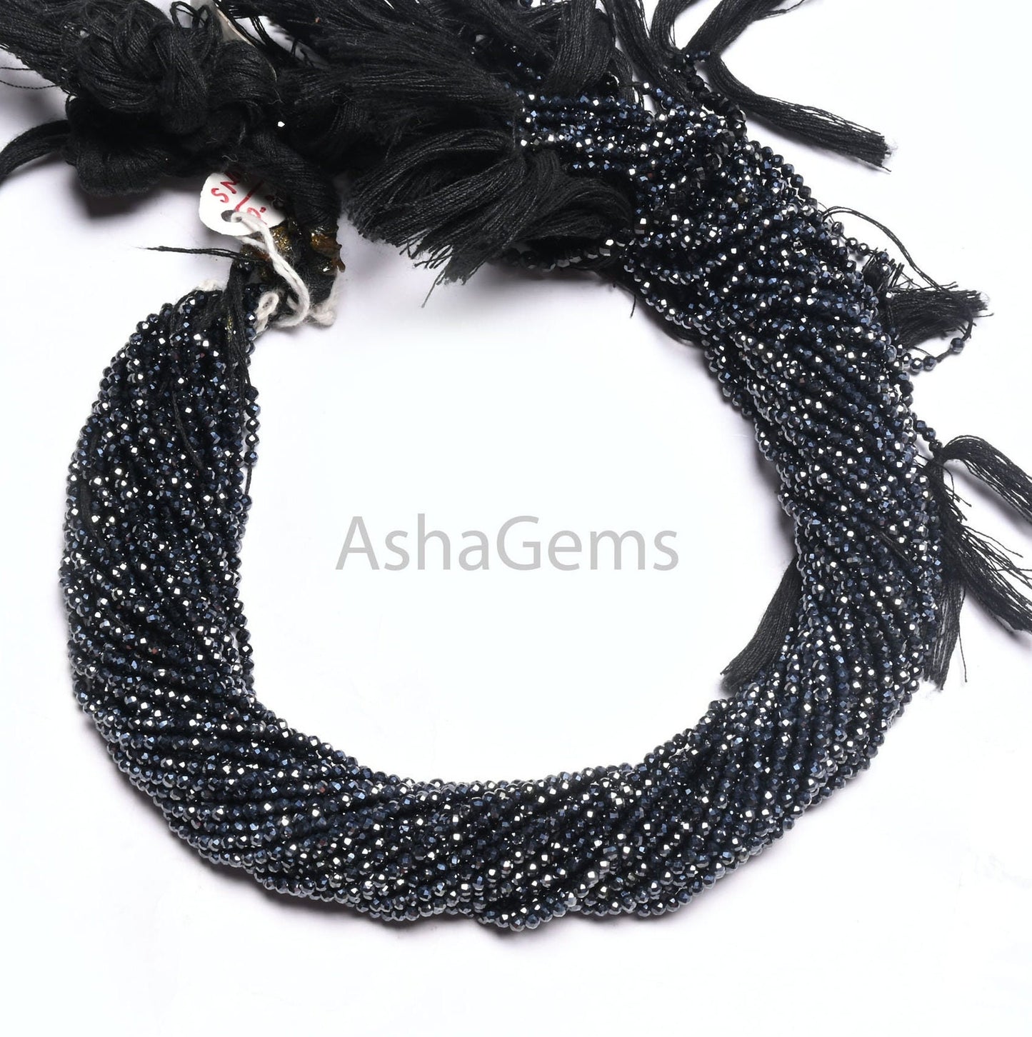 2.2 mm Black Spinel Silver Coated Micro Cut Rondelle Gemstone Tiny Beads,13"Coated Spinel Faceted Machine Cut Spinal Bead Jewelry Craft SALE