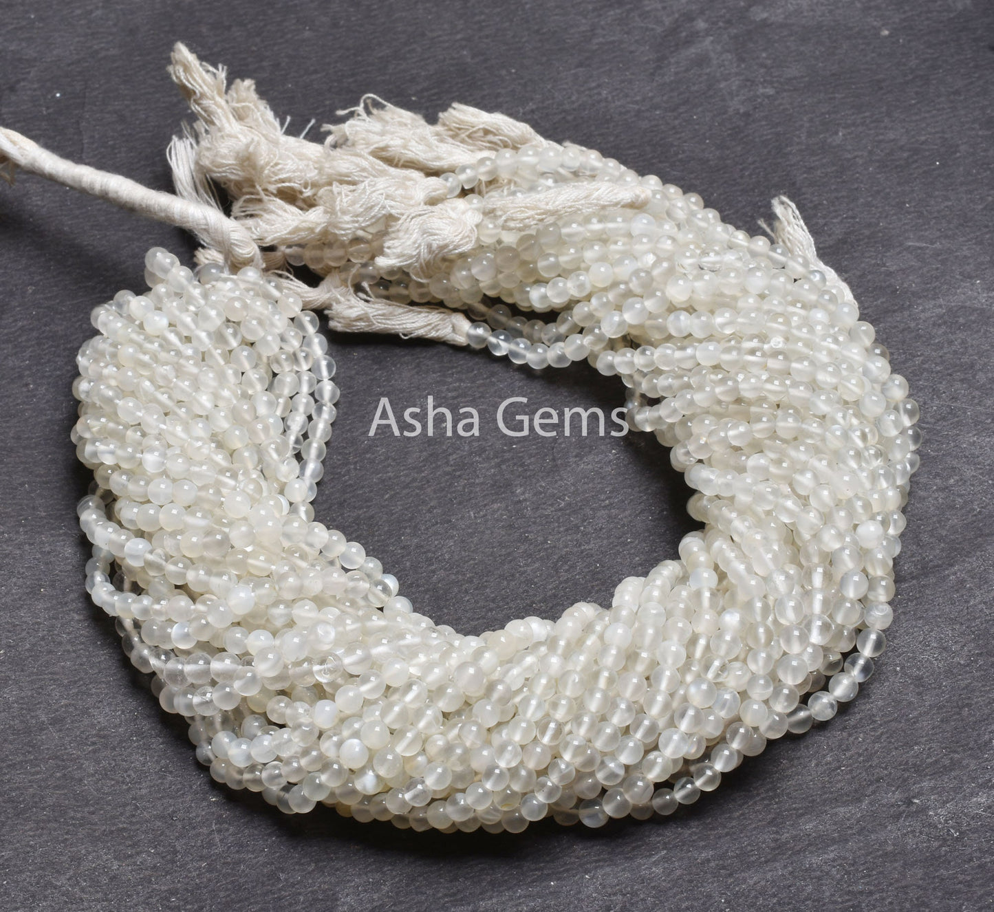 13"Strand Natural White Moonstone Smooth Round Gemstone Beads,4,4.5 mm AAA Quality Milky Moonstone Round Ball Beads Jewelry Making Moonstone