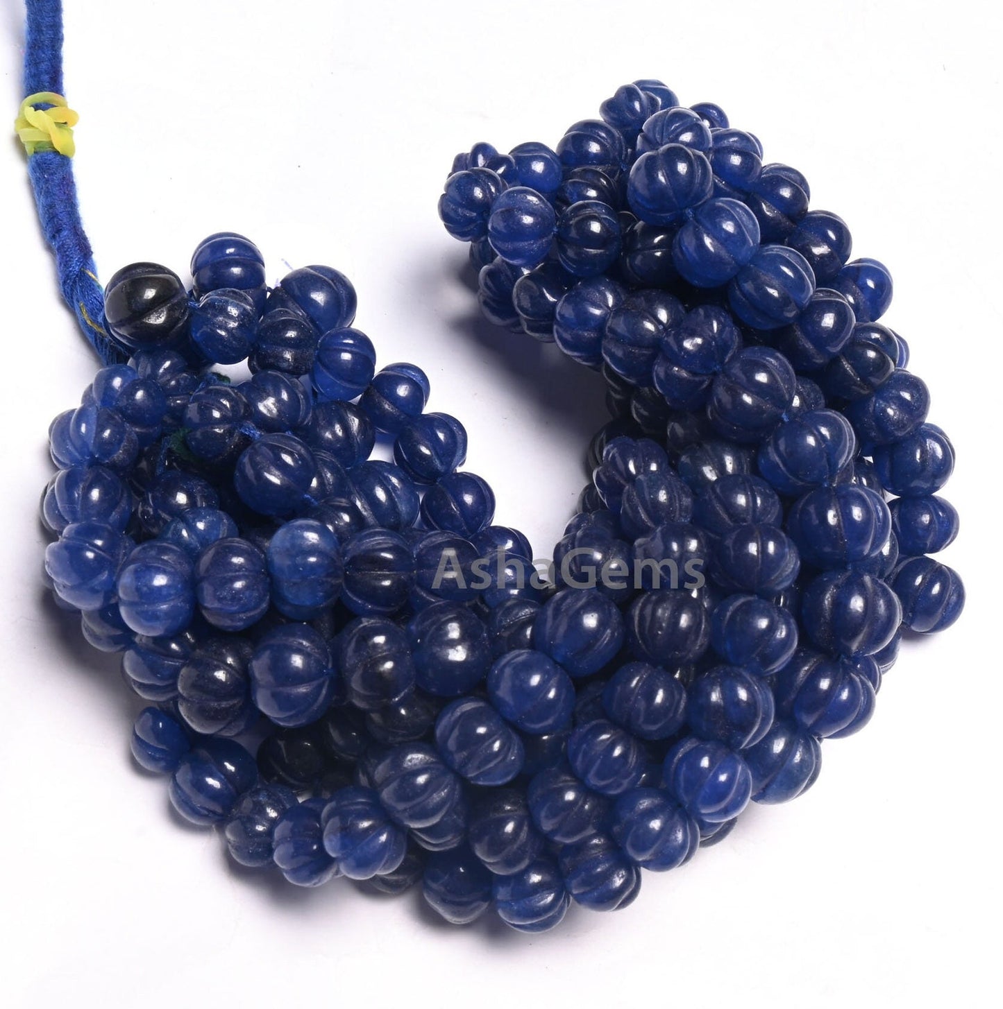 Fine Blue Quartz carved Pumpkin Beads, Blue Quartz carving watermelon Bead Handmade Carve Rondelle Gemstone Melon Bead Jewelry Necklace SALE