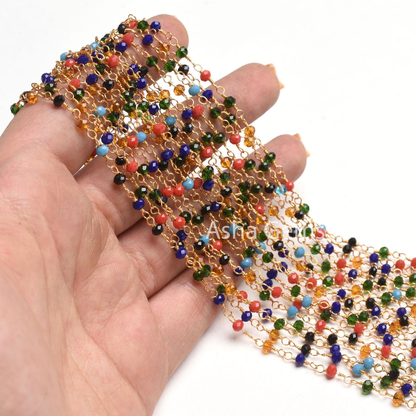 Beautiful Multi Disco Hydro Faceted Rondelle Beads Rosary Chain Gold Plated Wire Wrap Jewelry Making Beaded handmade Colorful Chains Jewelry