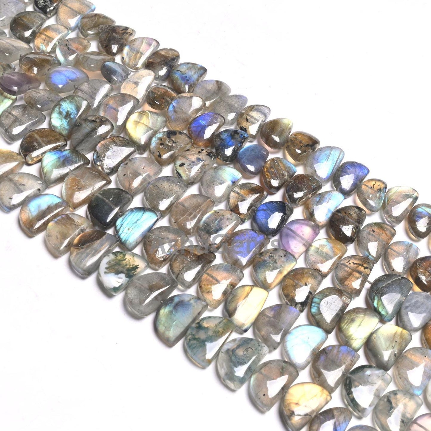 Natural Flash Labradorite Fancy D Shape Smooth Beads,8.5" Multi Fire labradorite half Moon Smooth Handmade Gemstone Bead Jewelry Crafts SALE