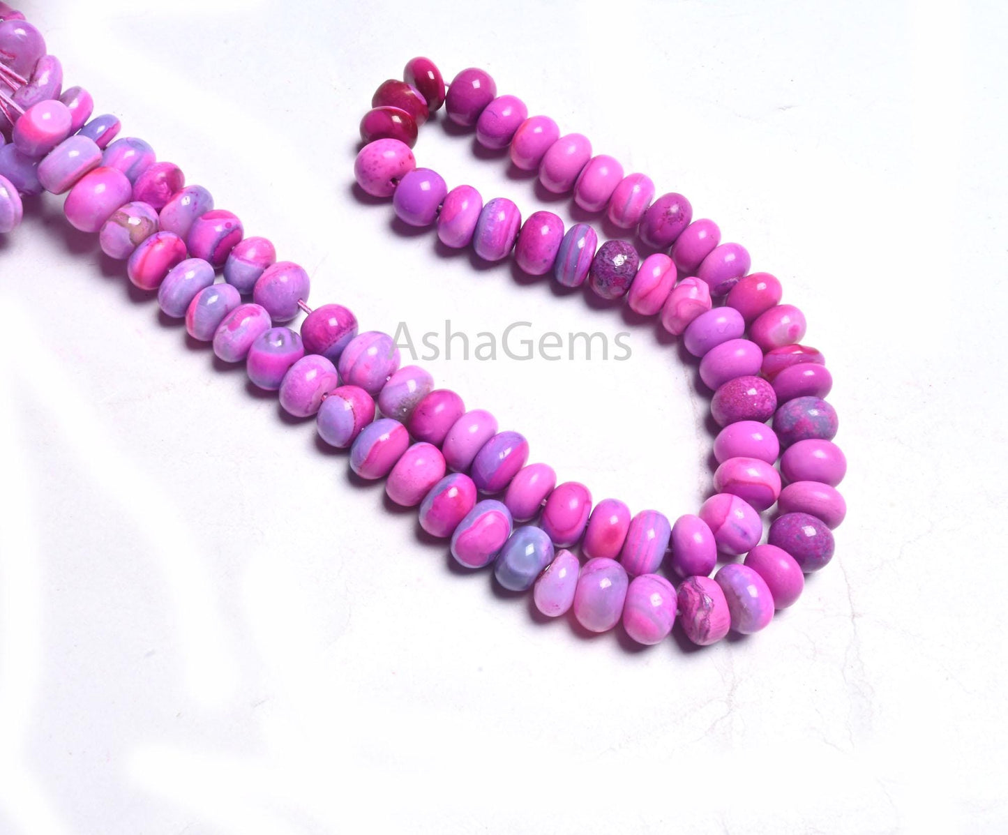 Beautiful Hot Pink Opal Smooth Rondelle Gemstone Beads, Shaded Pink Blue Opal Plain Handmade Bead AAA Opal Bead Jewelry Making Necklace SALE