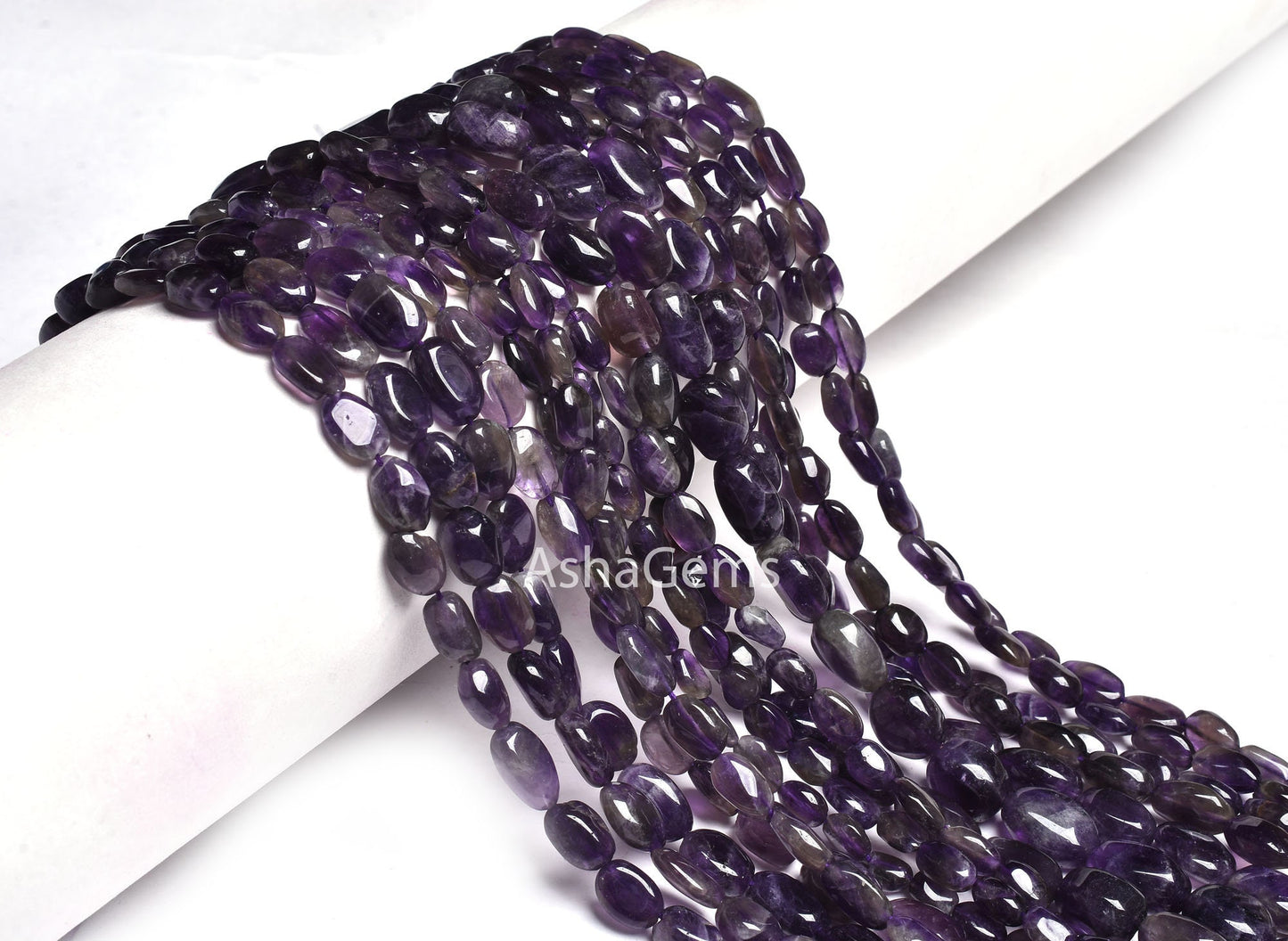 13" Strand Natural Amethyst Plain Handmade Oval Gemstone Beads, African Amethyst Smooth Uneven oval Beads, Amethyst beads For Jewelry Crafts
