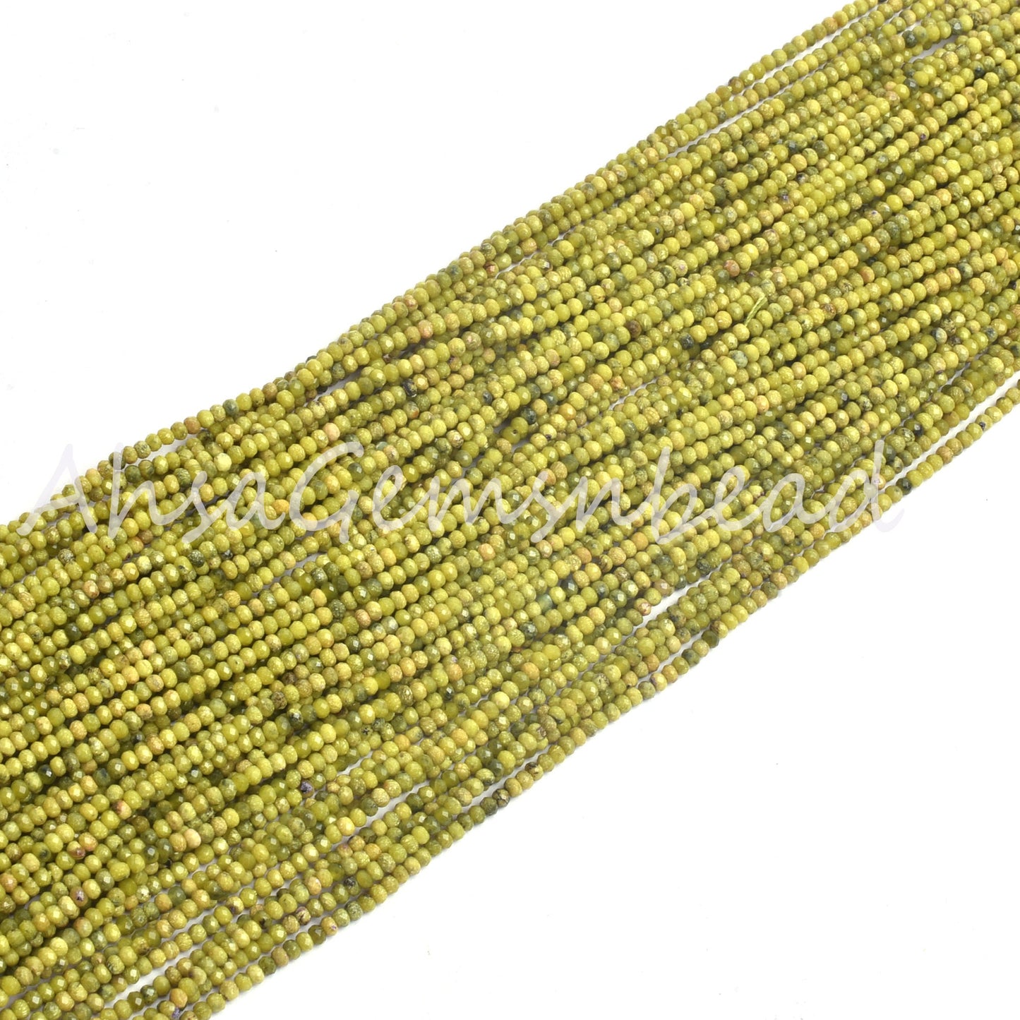 2 mm Beautiful Green Opal Micro Cut Faceted Rondelle Shape Beads,13"Strand Opal Machine Cut Gemstone Tiny Beads Green Opal Bead Jewelry SALE (AG 15042)