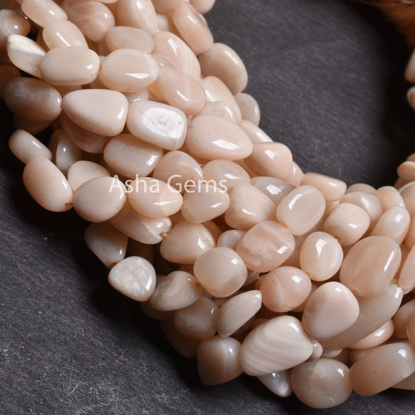 13" Strand Natural Peach Moonstone Nugget Shape Beads, Light Pink Moonstone Smooth Handmade Tumble Beads Jewelry Making Craft Moonstone Bead