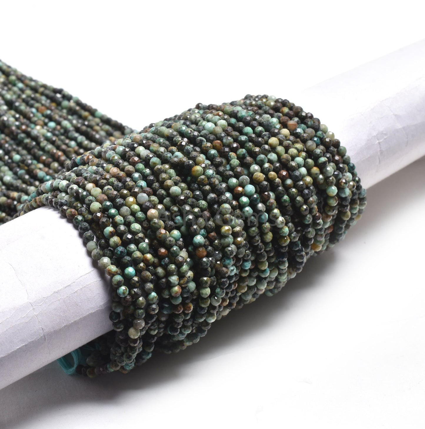3.2mm Natural Tibetan Turquoise Faceted Roundelle Gemstone Beads, Tibetan Turquoise Machine Cut Round Ball Turquoise Micro Cut Beads Jewelry