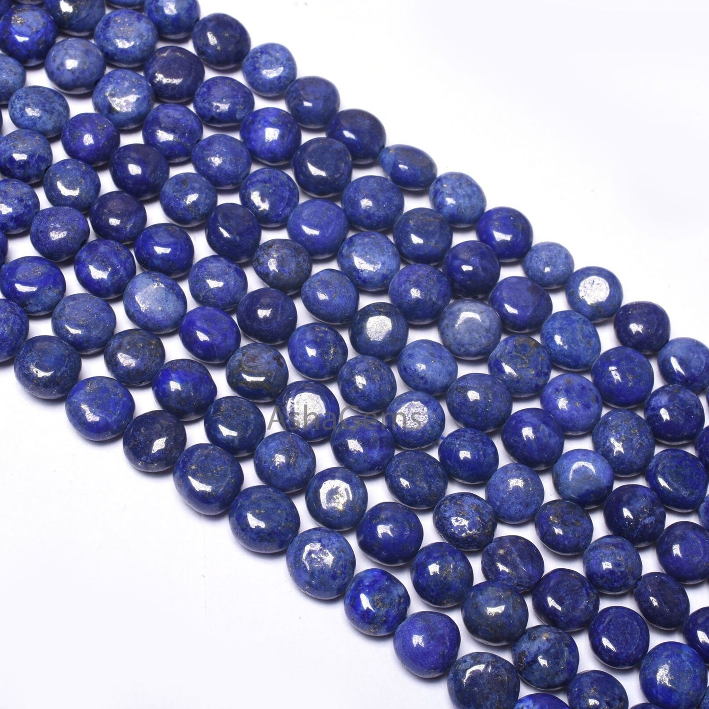 beautiful Lapis Smooth Coin Shape Beads,13" Strand Natural Blue Lapis lazuli Plain Puff Coin Handmade Gemstone Beads Lapis Bead For Jewelry