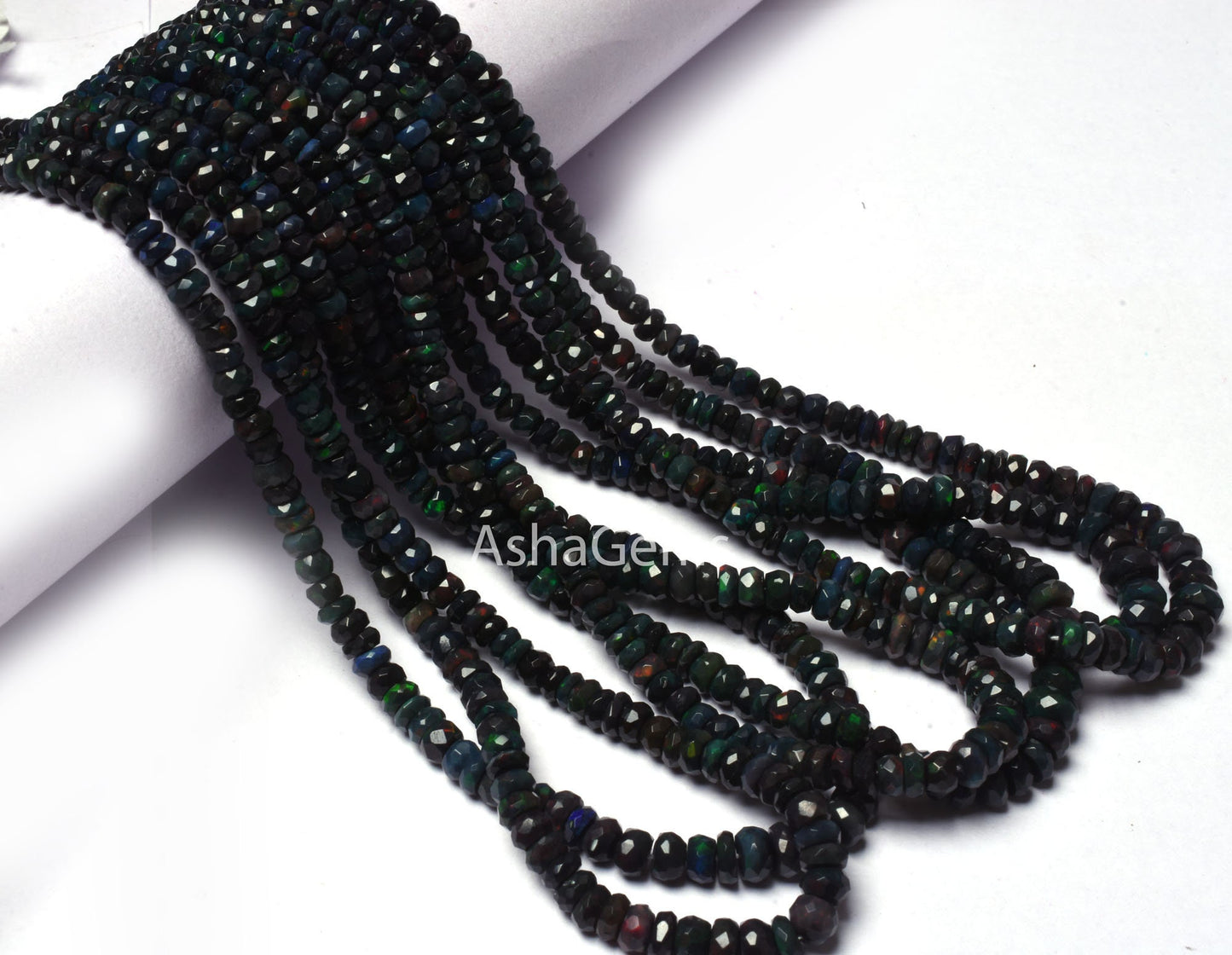 AAA Multi Blue Ethiopian Opal Faceted Rondelle shape Beads, Natural Flashy Welo Fire Ethiopian Opal Gemstone Bead Opal Indian Cut Beads SALE