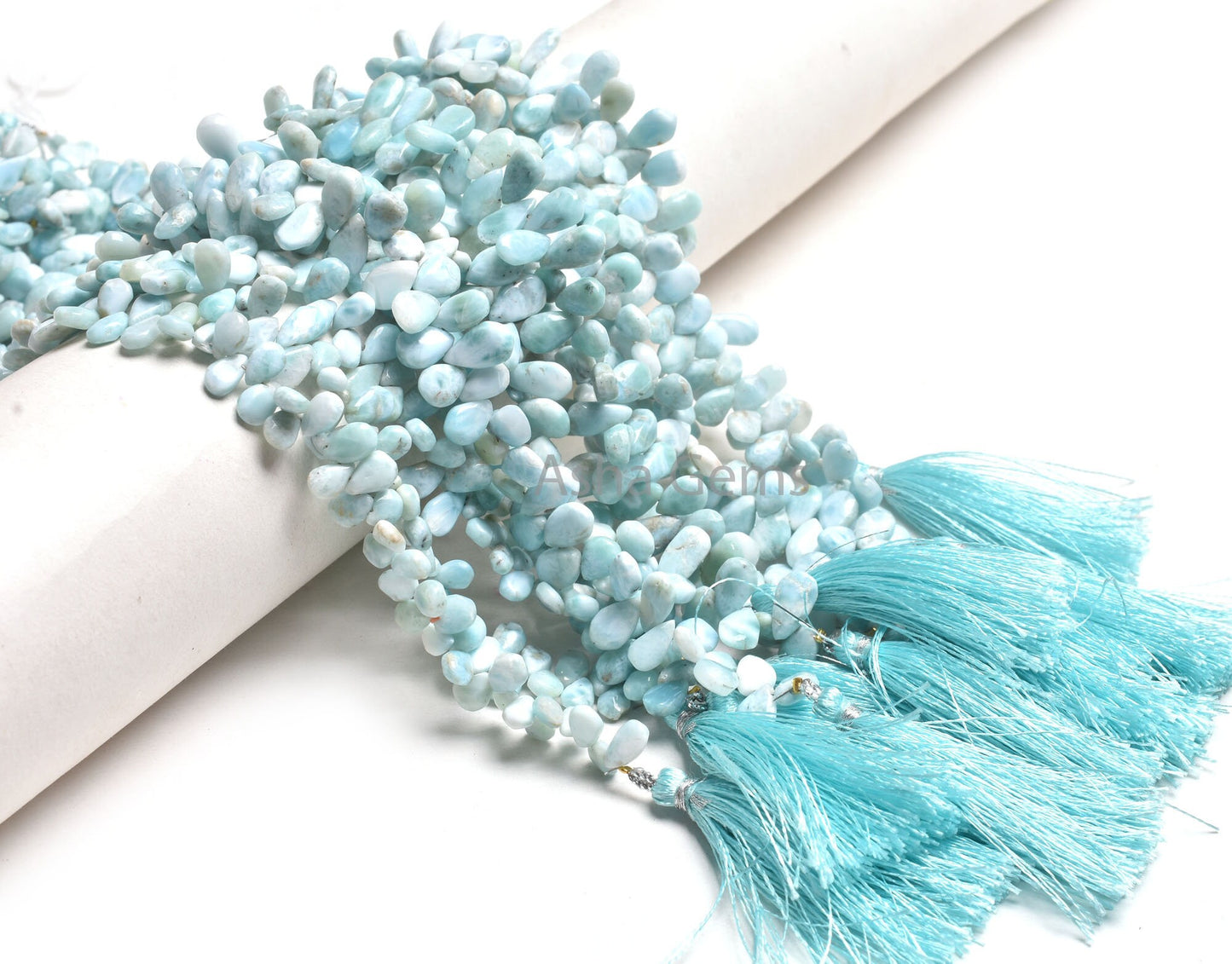 Natural Blue larimar Smooth Pears Shape Gemstone Beads,9"Strand larimar Plain Handmade Uneven Pear Beads, Larimar Teardrop Bead Jewelry SALE