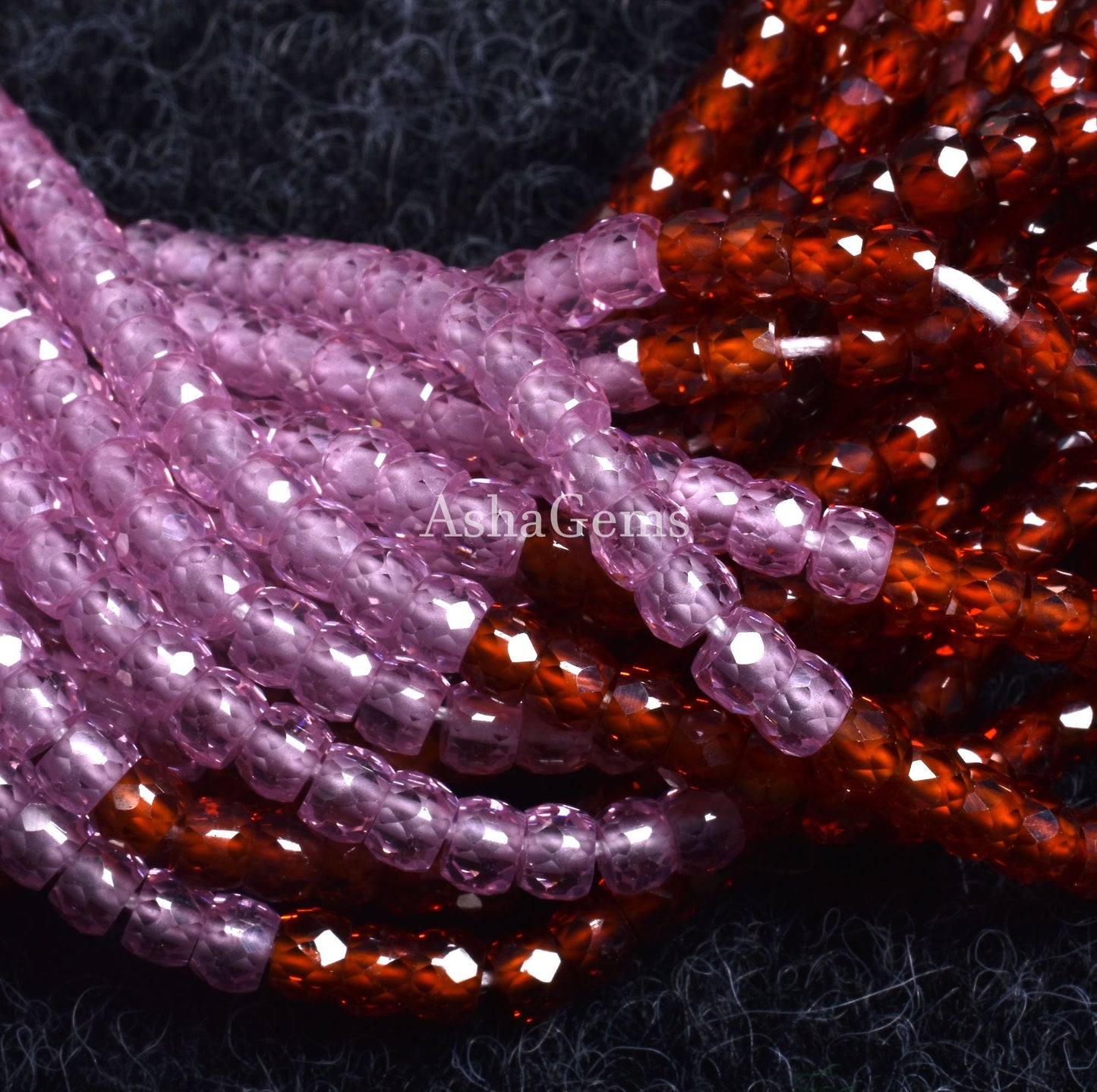 Rare Pink Red Whine Color Zircon Faceted Ronelle Bead, 3 mm Pink Red Wine Zircon Micro Machine Cut Gemstone Bead, 13"Strand Micro cut Zircon