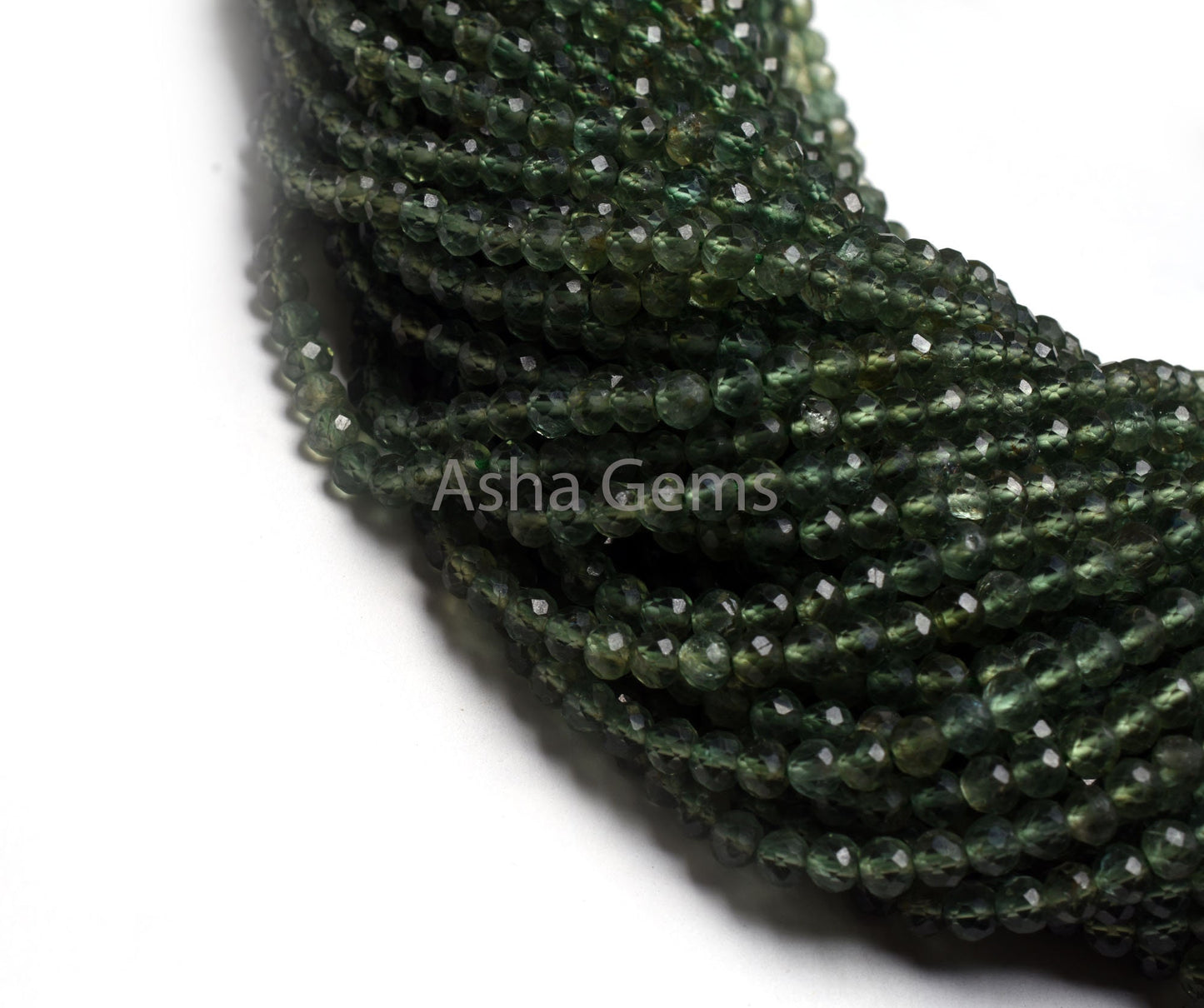 AAA Green Apatite Faceted Rondelle Beads,3.60 mm Natural Apatite Micro Cut Gemstone Beads,13" Strand Green Apatite Machine Cut Beads Jewelry
