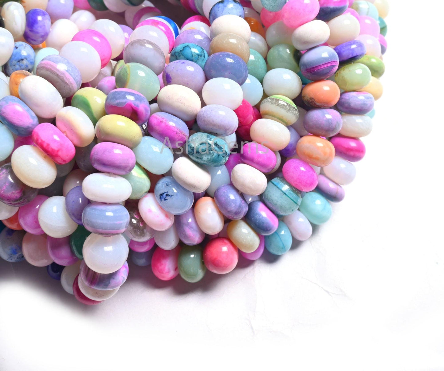Fine Quality Mix Color Opal Smooth Rondelle Gemstone Loose Beads,16"Disco Opal Plain Handmade Beads, Multi Opal Bead Jewelry handicraft SALE