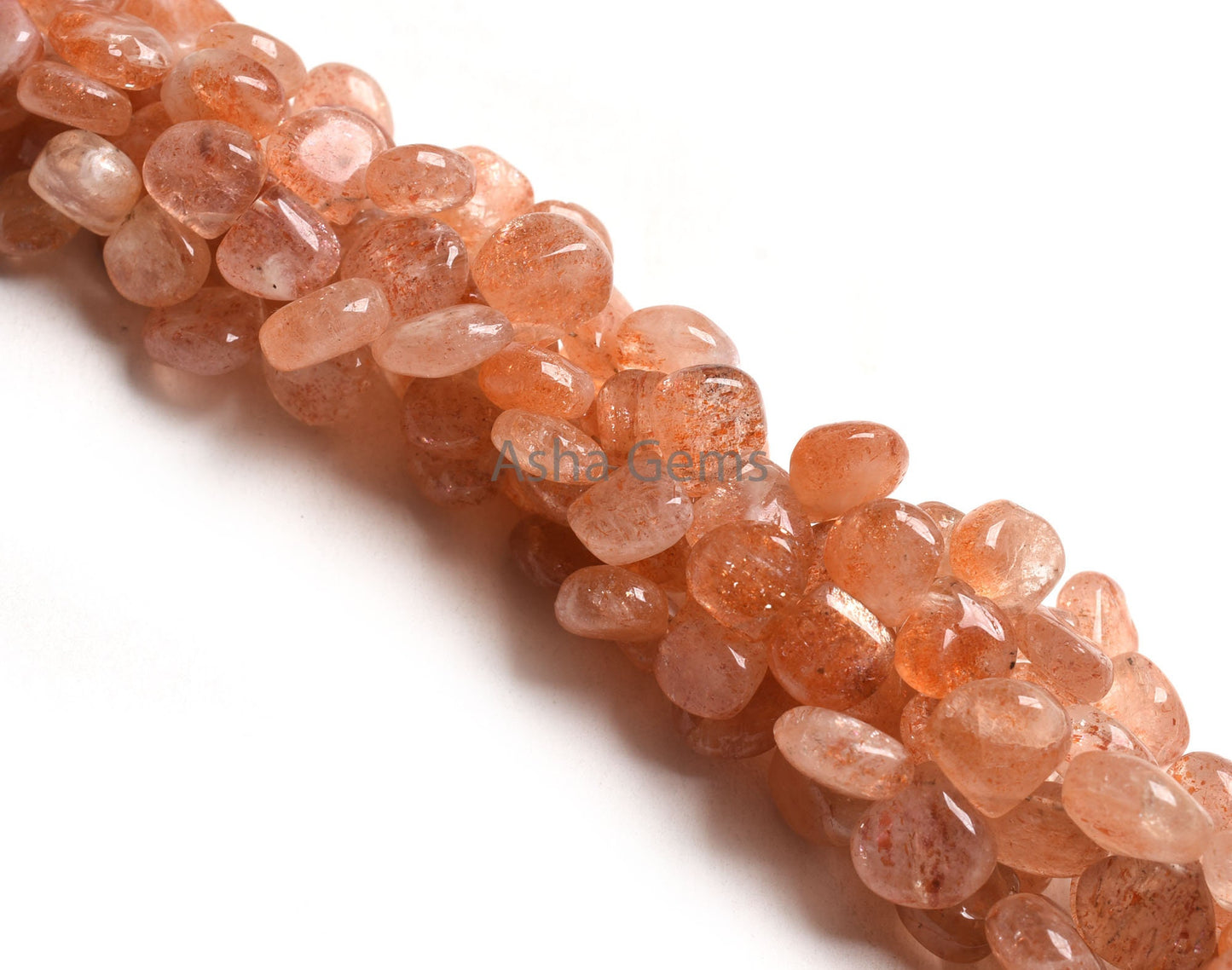 9" Strand Sunstone Smooth Heart Shape Gemstone Beads, Shaded Red Sunstone Beads, Sunstone Handmade Heart Side Drill Beads Jewelry Craft SALE