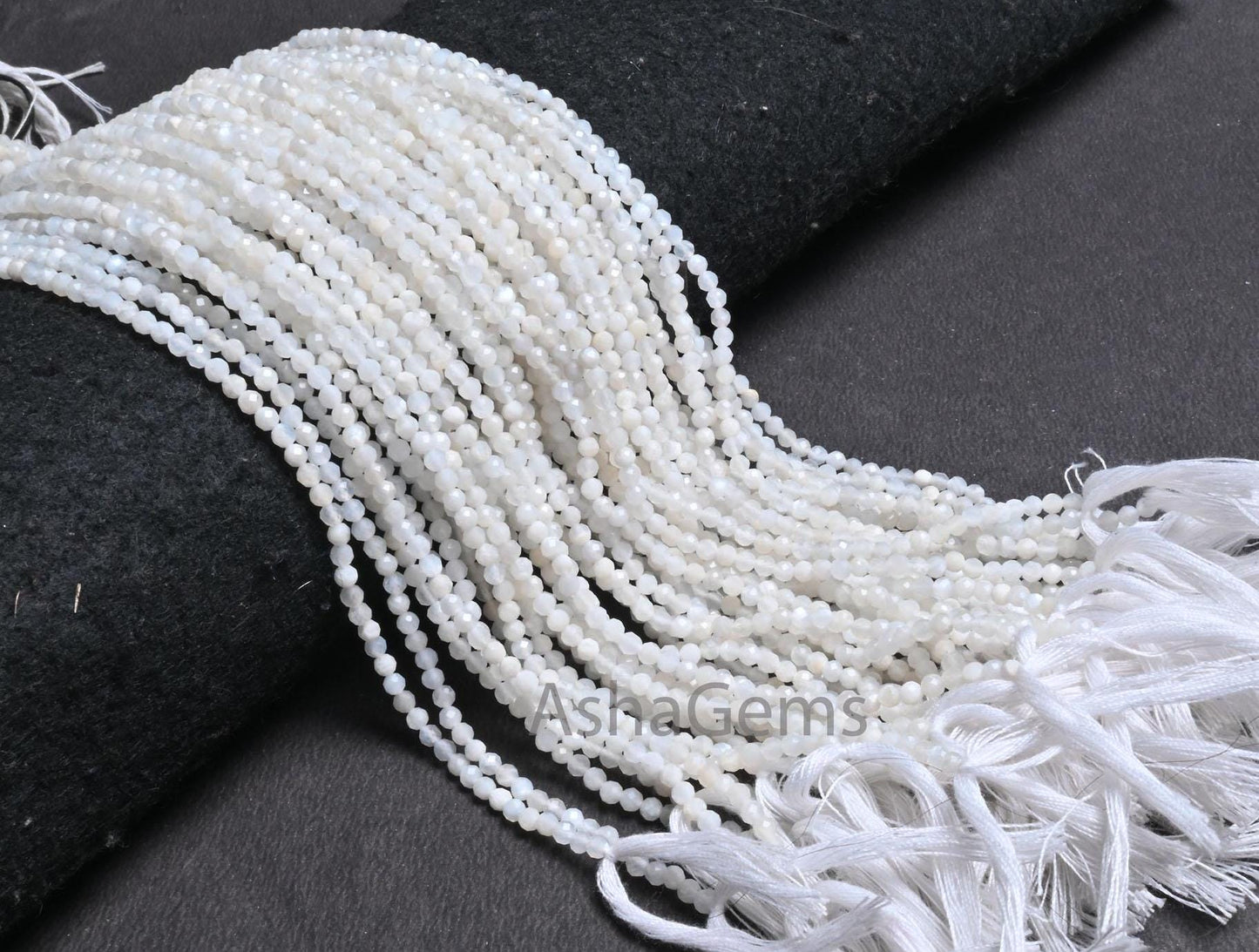 3.1 mm AAA Quality White Moonstone Faceted Rondelle Micro cut Beads,12.5" Natural Moonstone Machine Cut Gemstone Bead Necklace Jewelry Craft