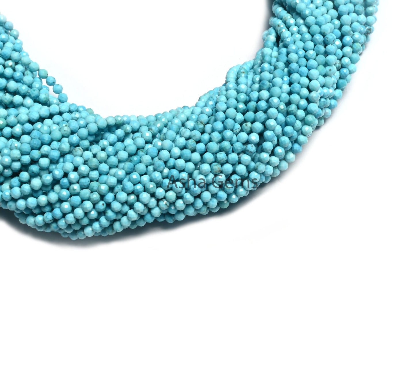 AAA Quality Blue Turquoise Micro Cut Rondelle Gemstone Loose Beads,2.5 mm Turquoise Howlite Machine Cut Faceted Beads Jewelry Making Crafts