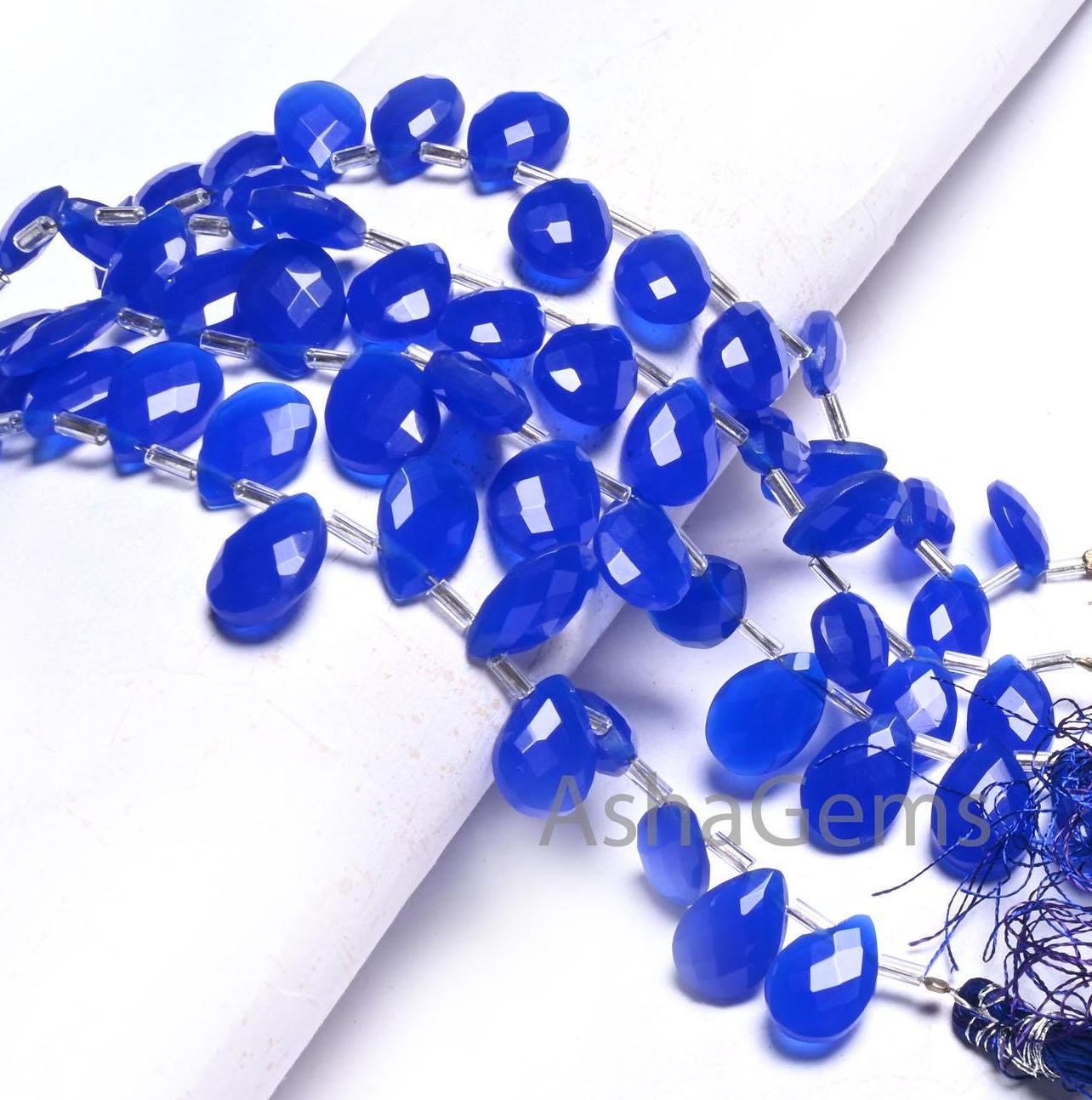 Beautiful Royal Blue Quartz Hydro faceted Pears Side Drill Beads,8" AAA Blue Hydro Faceted Teardrop Briolette Bead Jewelry Making Craft SALE