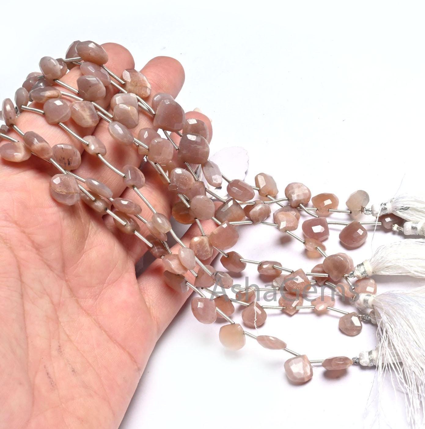Beautiful Chocolate Moonstone Faceted Heart Shape Gemstone Loose Beads, Natural Moonstone Heart Briolette Brown Moonstone Bead Jewelry Craft (AG 18602 )