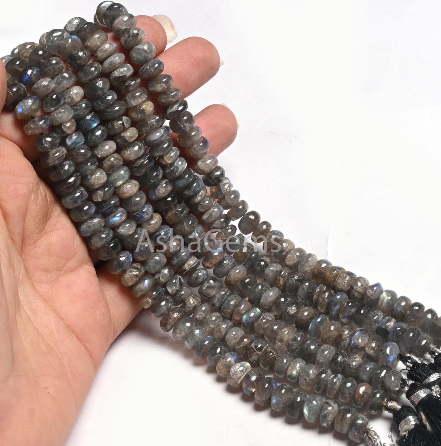 Natural Fire Labradorite Smooth Rondele handmade Beads,9" Strand Black Rainbow Bead Flashy Labradorite Gemstone Rondelle Beads Jewelry Craft