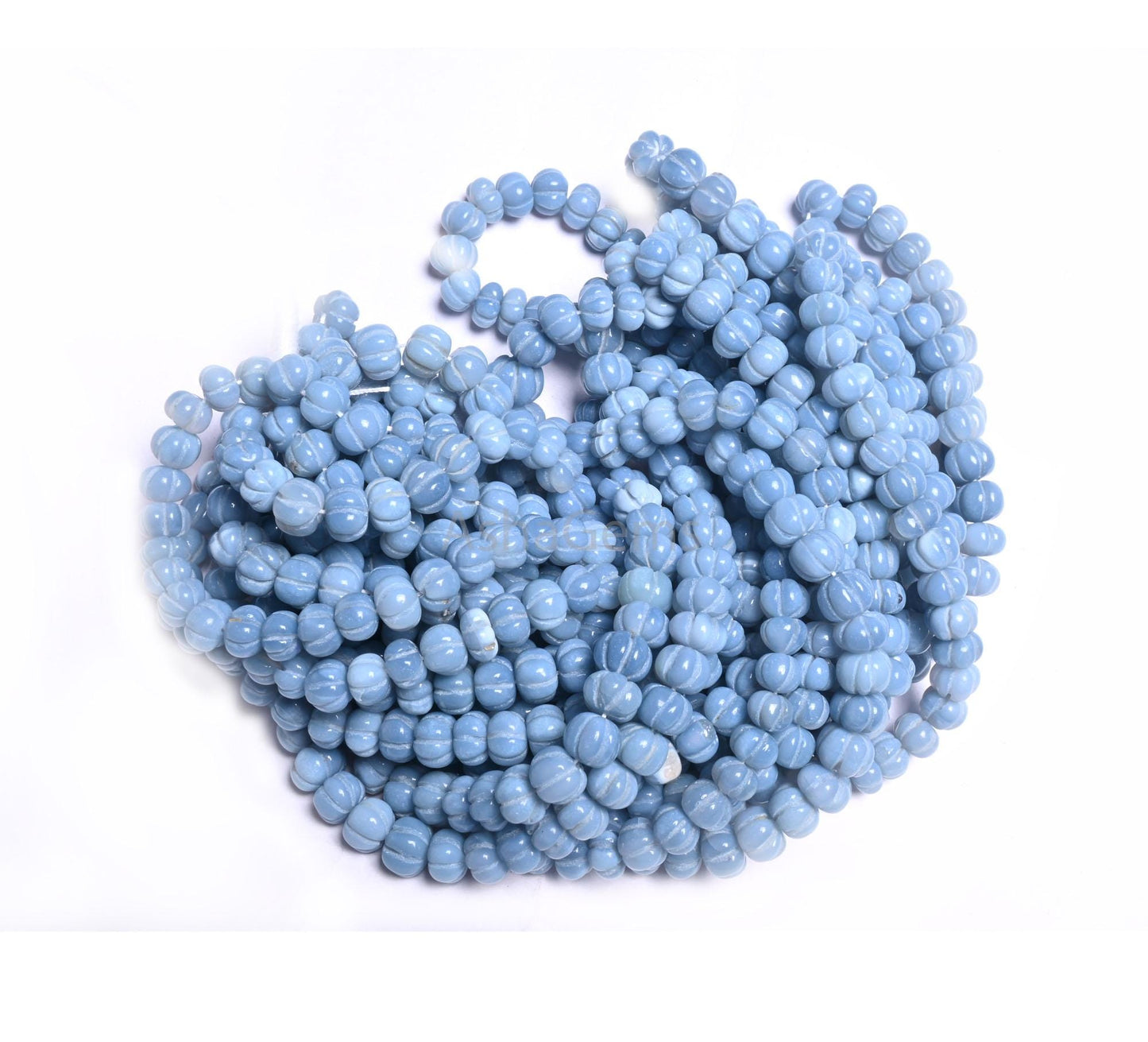 Beautiful Blue Oregon Opal Carved Watermelon Shape Beads, Pigeon Blue Opal Carving Beads, Opal Melon Hand Carve Gemstone Bead Jewelry Crafts