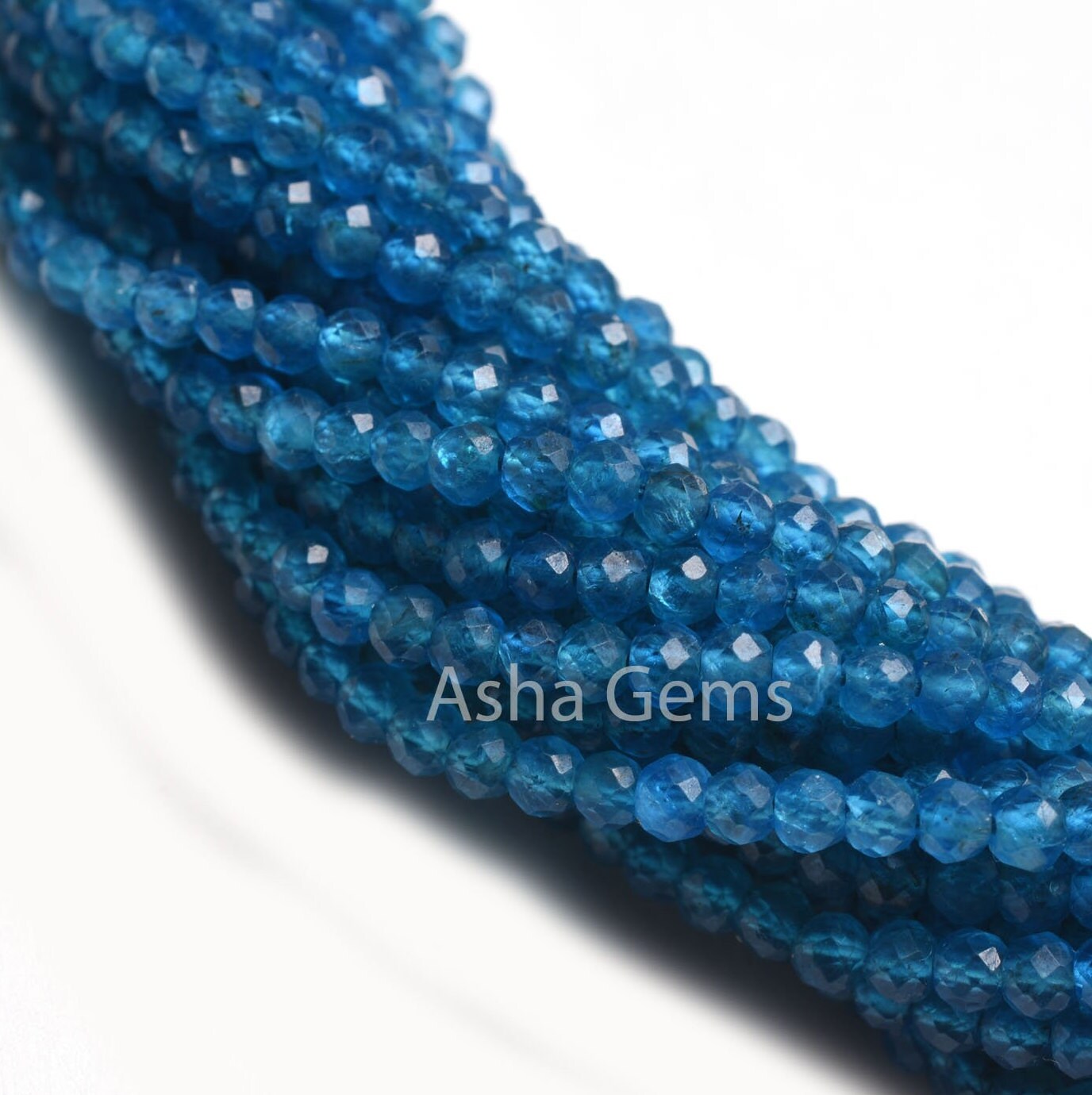 Super Top Quality Neon Apatite Micro Cut Beads,2.75mm AAA++ Apatite Faceted Machine Cut Rondelle Gemstone Beads, Neon Blue Apatite Bead SALE