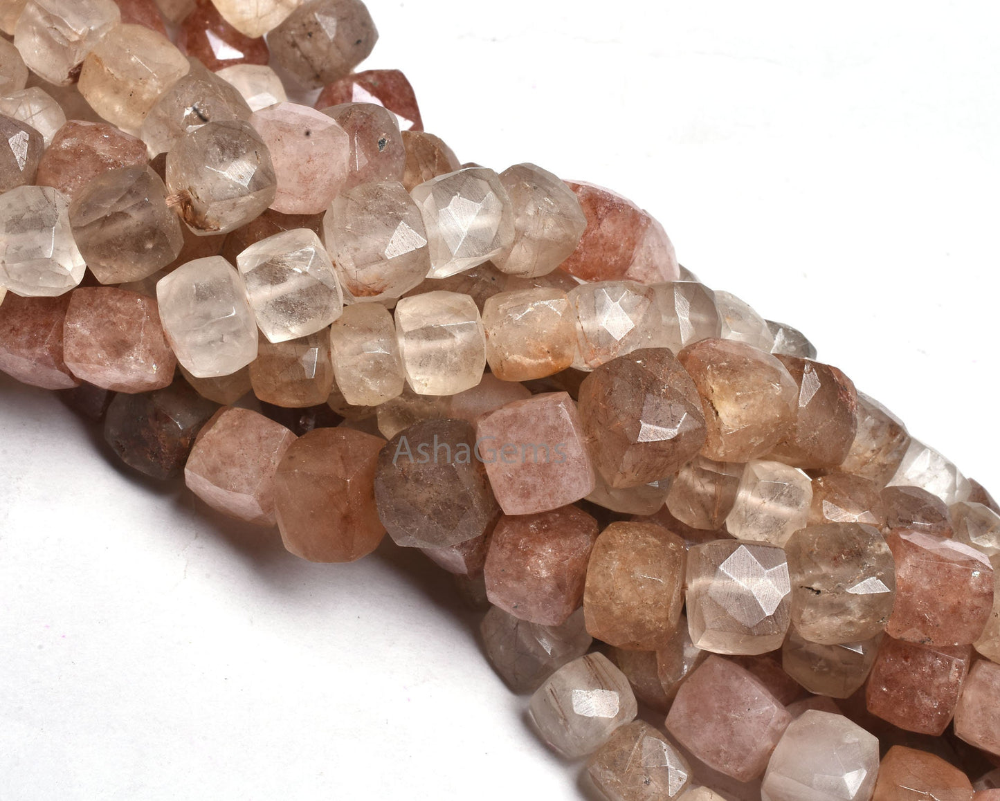 Natural Rutile faceted Box shape gemstone beads,8" Strand Multi Rutile Beads, golden Rutile Copper rutile 3D Cube box beads For Jewelry SALE