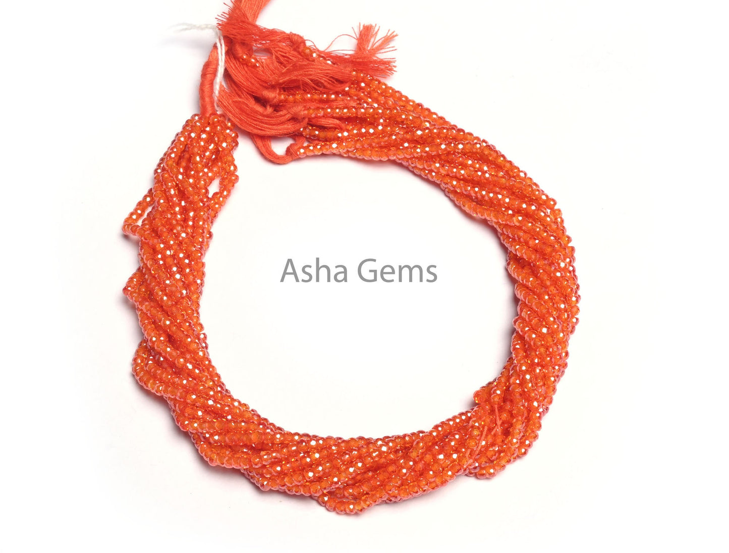 3 mm Beautiful Orange Zircon Micro Cut Rondelle Beads, AAA Quality Orange Zircon Machine Cut Faceted Beads,12.5" Cubic Zircon Beads Jewelry