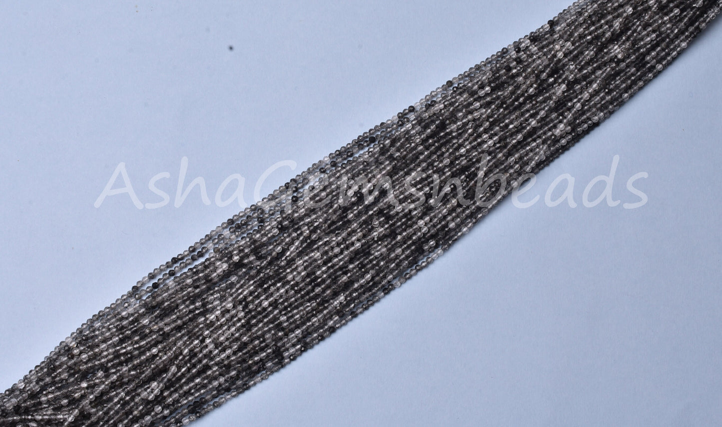 AAA Quality Black Rutile Faceted Micro Cut Beads,2.5mm Natural Rutilite Machine Cut Rondelle Gemstone Beads,13" Rutile Bead Necklace Jewelry