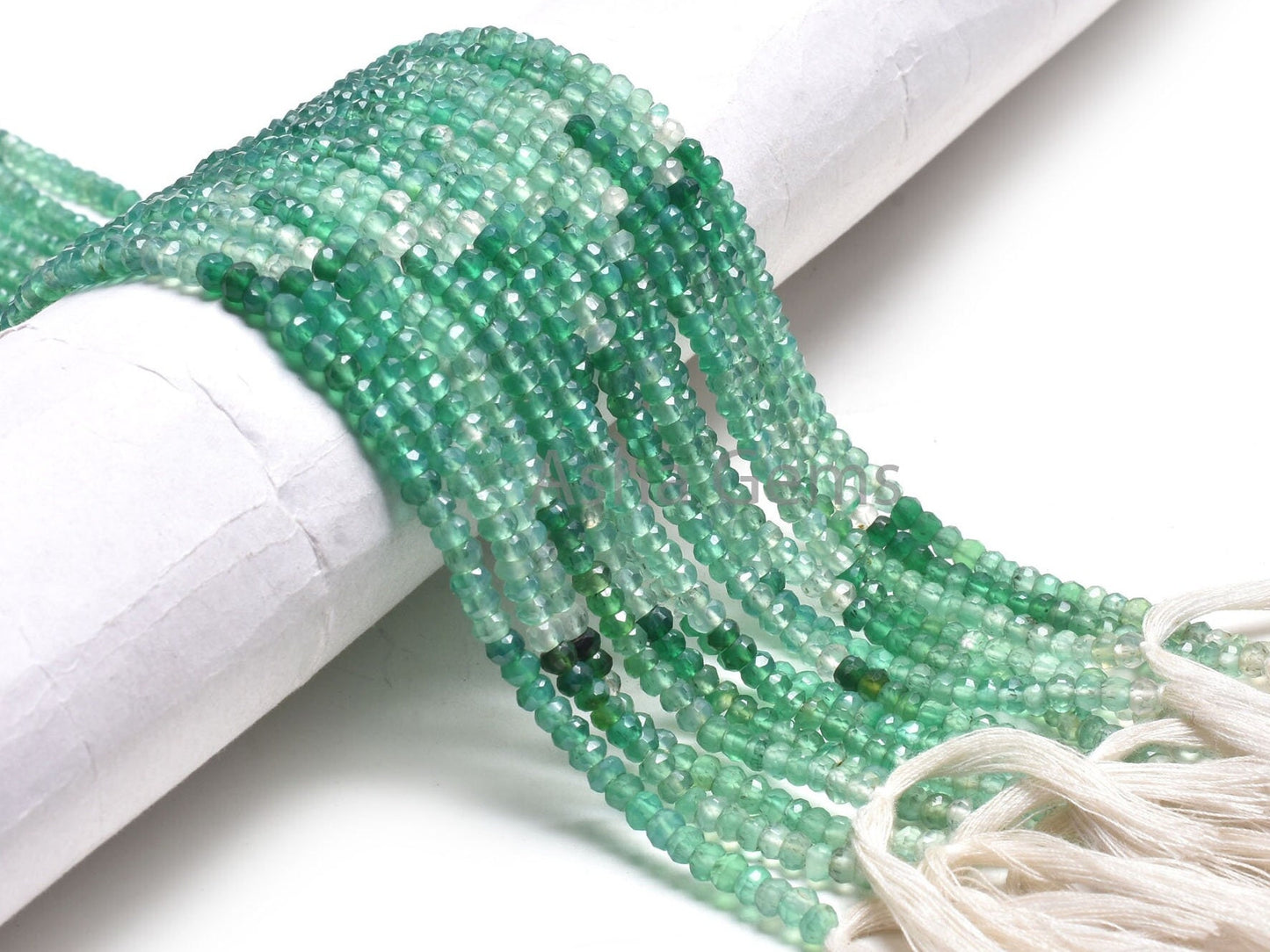 3.5 mm AAA Quality Shaded Green Onyx Faceted Rondelle Beads, Green Onyx Indian Machine Cut Gemstone Beads, Onyx Beads Jewelry Making Crafts