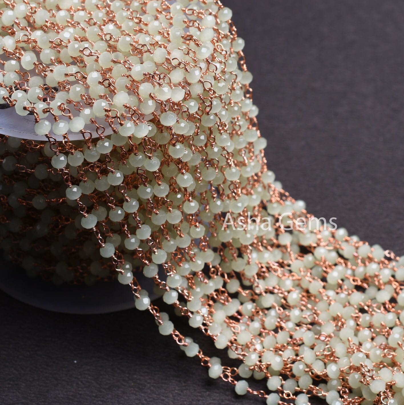 1-50 Feet Bulk Green Prehnite Hydro faceted Beads Rosary Chain Beautiful Rose Gold Plated Wire Wrapped Rondelle Beaded Chain Jewelry makings
