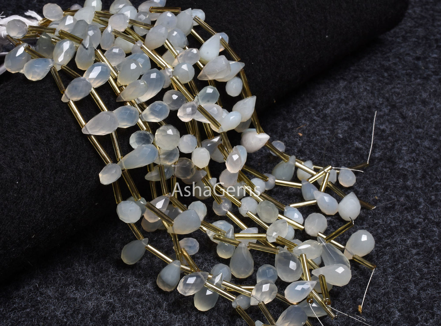 Beautiful White Chalcedony faceted Drops beads, Chalcedony beads,7.5"Strand off White Chalcedony Handmade Indian Cut Teardrop Beads Jewelry