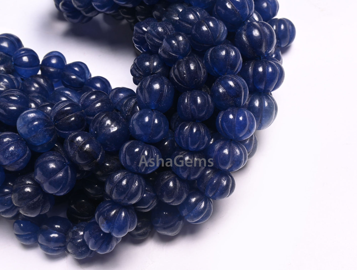 Fine Blue Quartz carved Pumpkin Beads, Blue Quartz carving watermelon Bead Handmade Carve Rondelle Gemstone Melon Bead Jewelry Necklace SALE