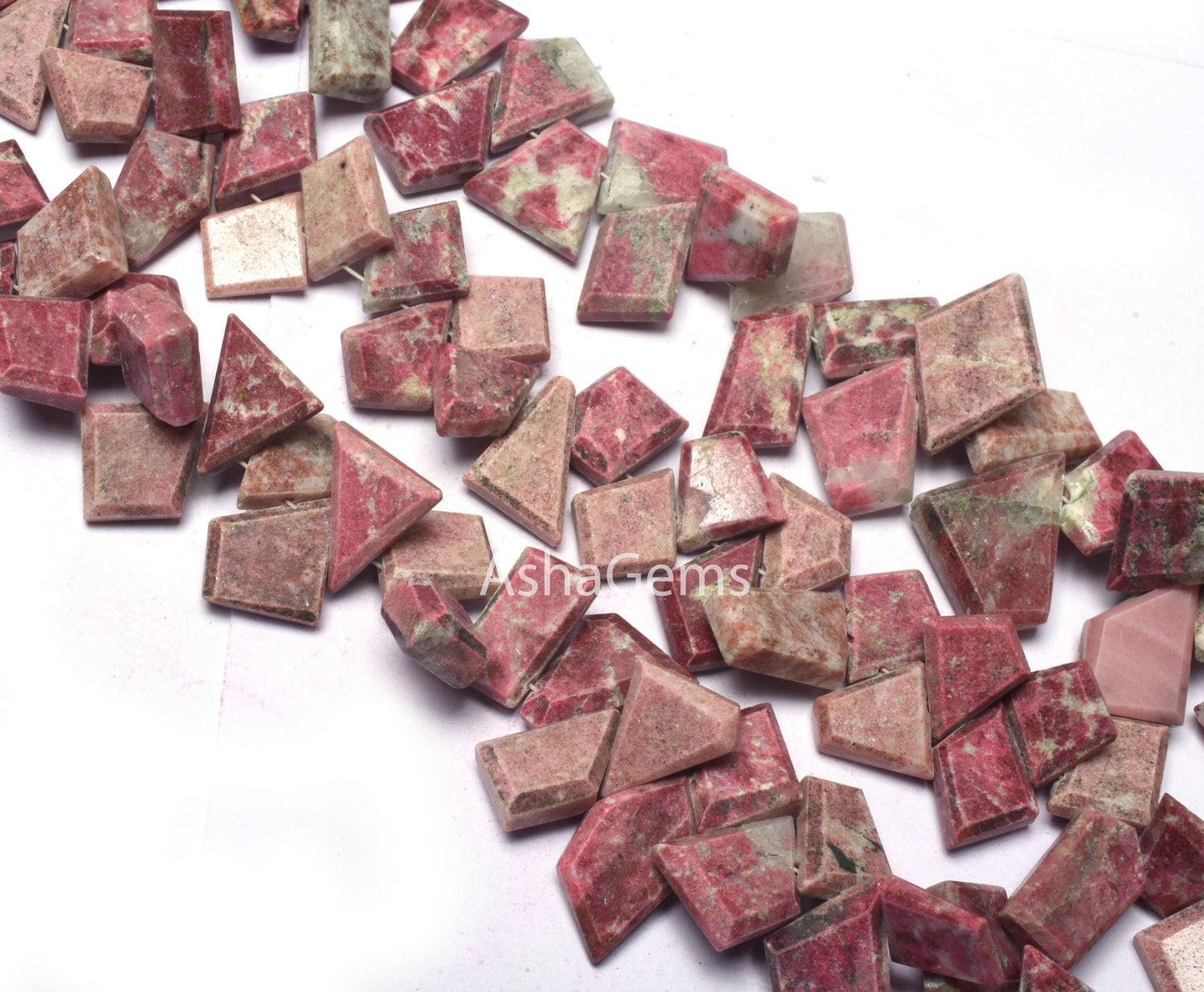 Rhodochrosite fancy Slice Shape Beads, Natural Rhodochrosite Table Cut Faceted Beads, Pink Rhodochrosite beads Side Drill Flat Beads Jewelry