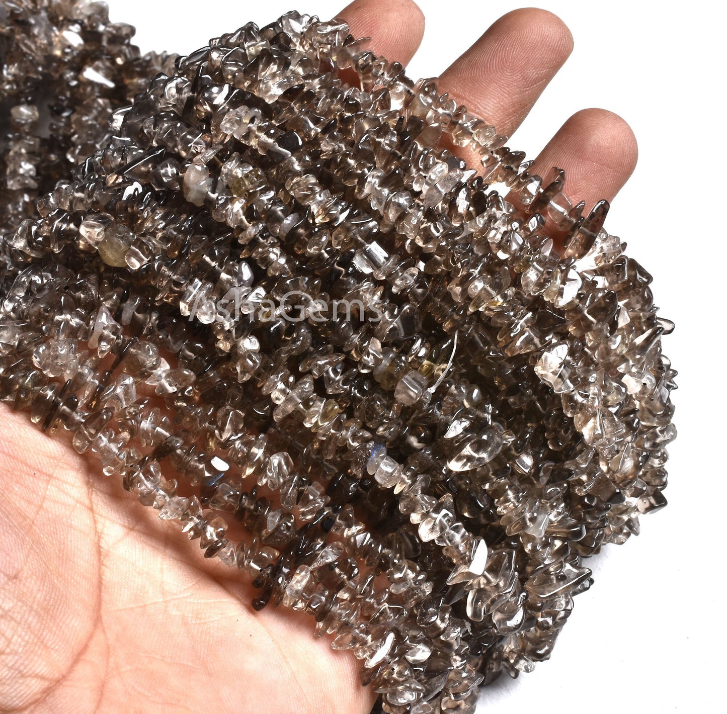 34" Strand Natural Smoky Quartz Chips Raw Uncut Gemstone Beads, light Smoky Quartz Smooth Raw Rough Beads,4-5.5 mm Smoky Beads Jewelry Sale
