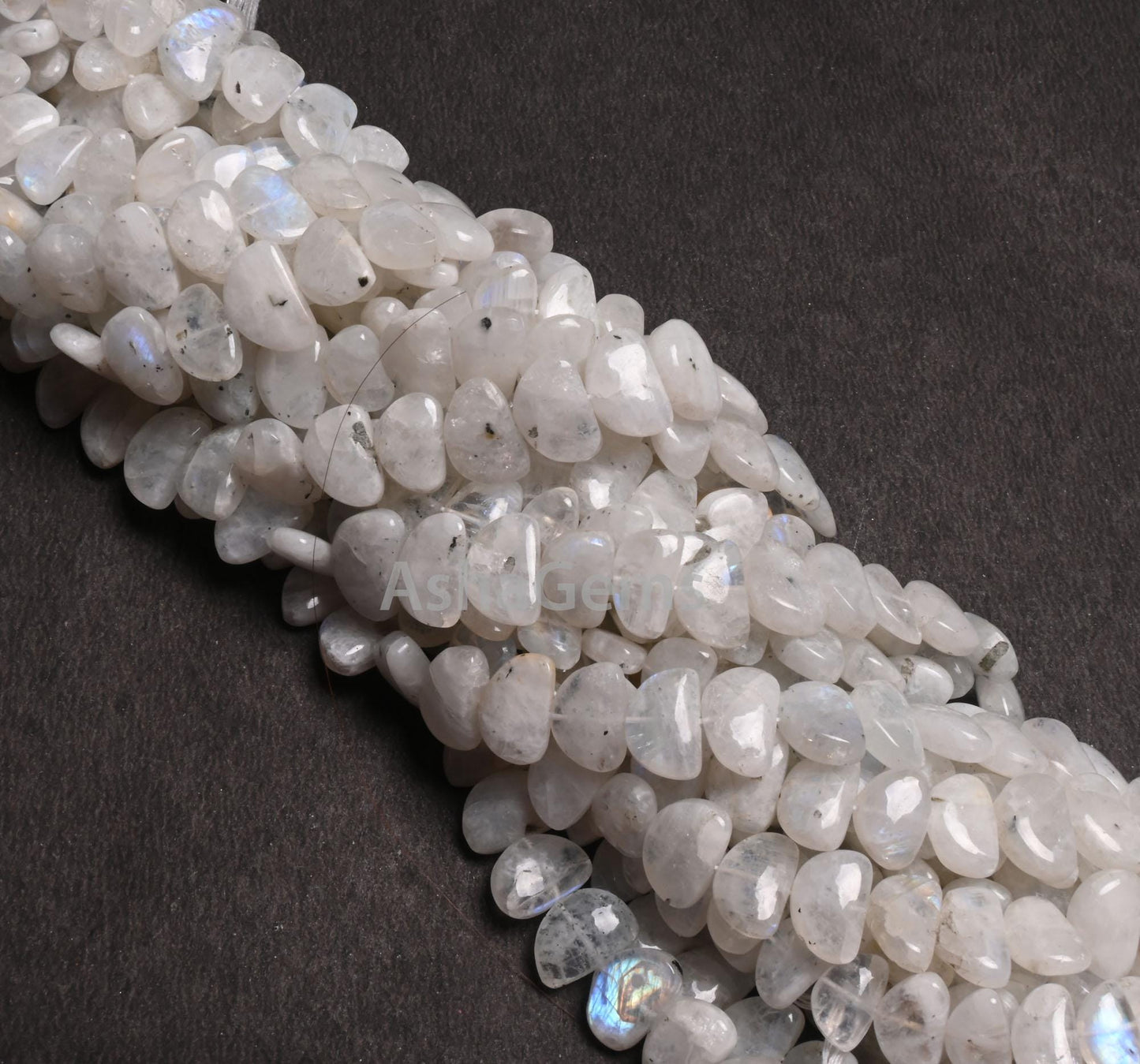 Natural Blue Fire Rainbow Moonstone fancy D Shape beads, Flashy White rainbow moonstone Half moon Smooth handmade Gemstone Bead Jewelry SALE