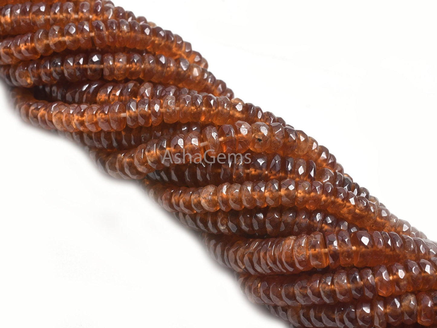 Natural Hessonite Garnet Faceted Heishi Tyre Beads,16" Hessonite Beads, Brown Hessonite Flat Wheel Shape Gemstone Bead Jewelry Making Crafts