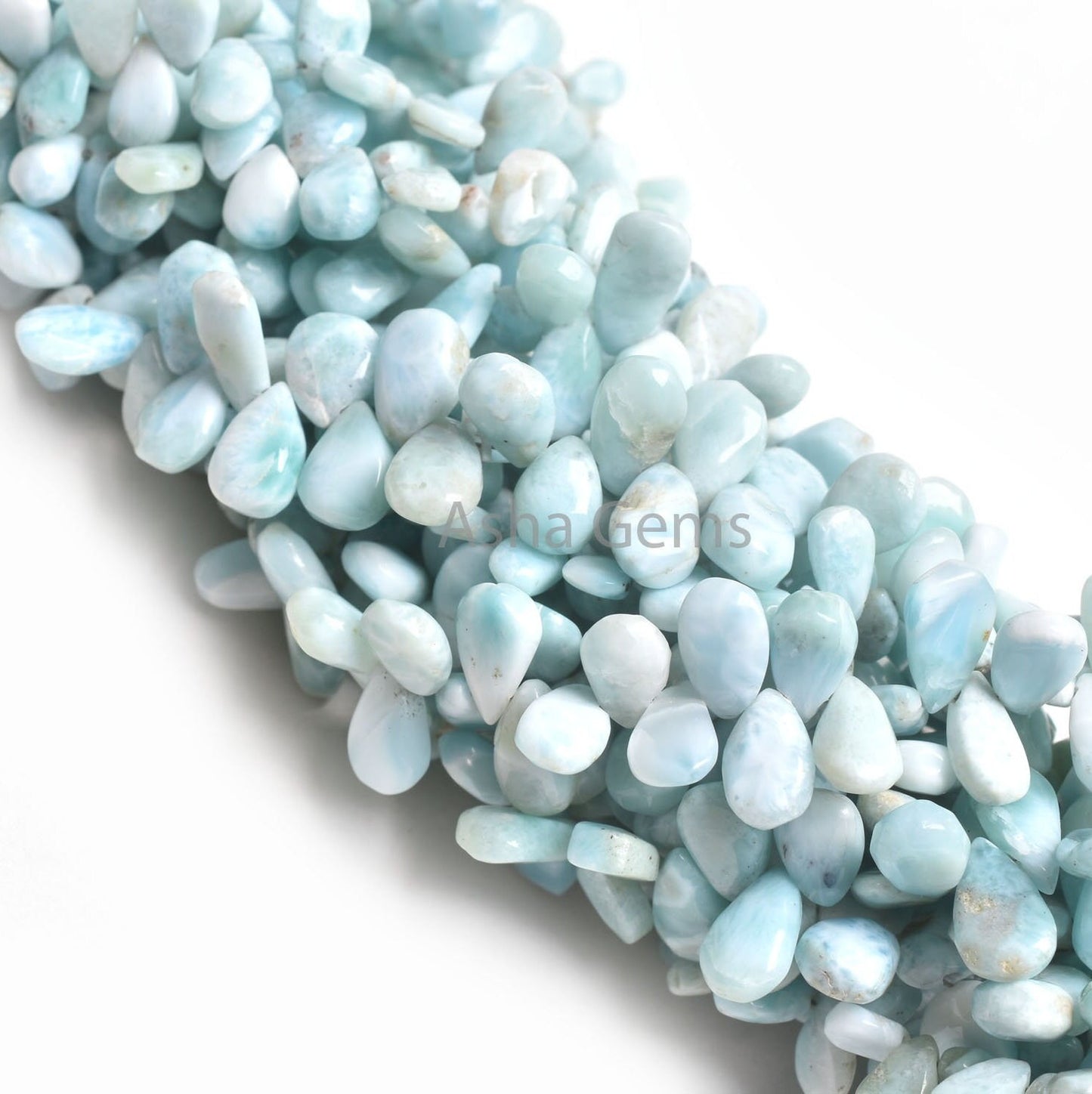 Natural Blue larimar Smooth Pears Shape Gemstone Beads,9"Strand larimar Plain Handmade Uneven Pear Beads, Larimar Teardrop Bead Jewelry SALE