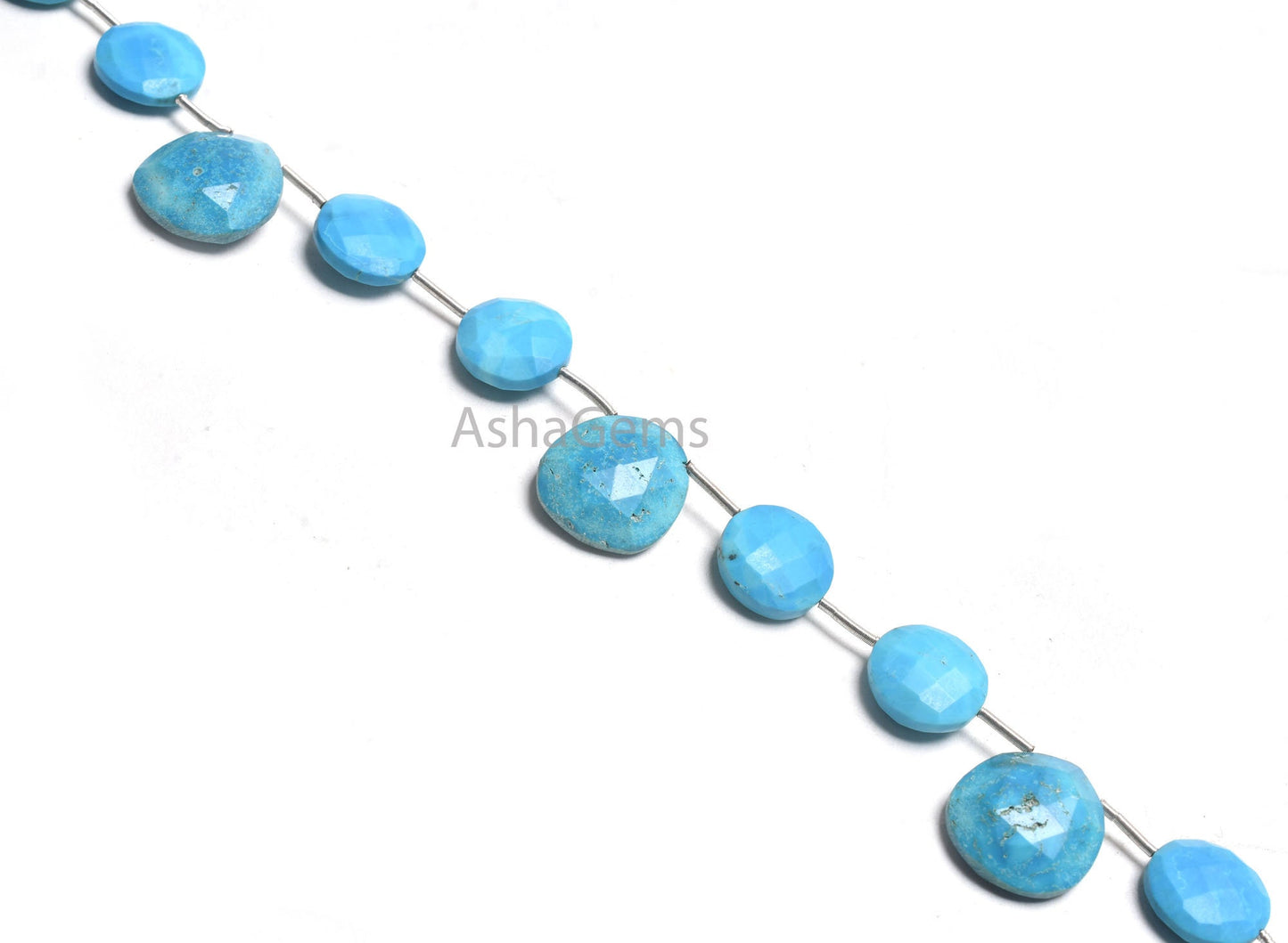 Fine Turquoise Howlite Faceted Coin+ Heart Shape Faceted Beads,8" Blue Turquoise Fancy Shape Gemstone Beads, Howlite Turquoise Beads Jewelry