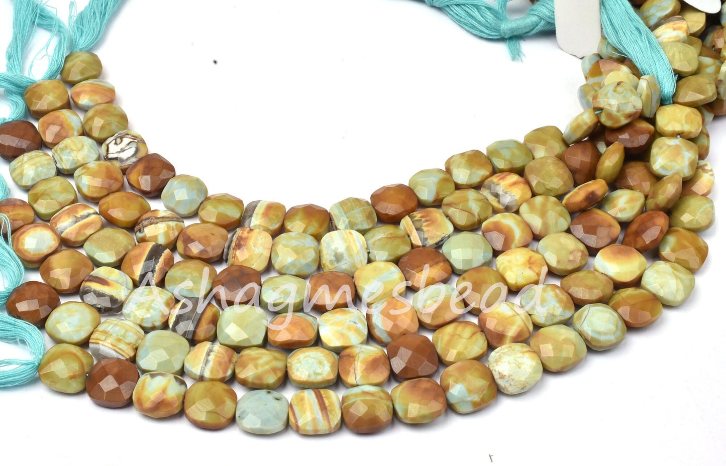 Beautiful Green Boulder Opal Faceted Cushion Shape Beads,11-14 mm,Boulder Opal Fancy Shape Cushion Beads,Opal Gemstone Beads For Jewelry,8"