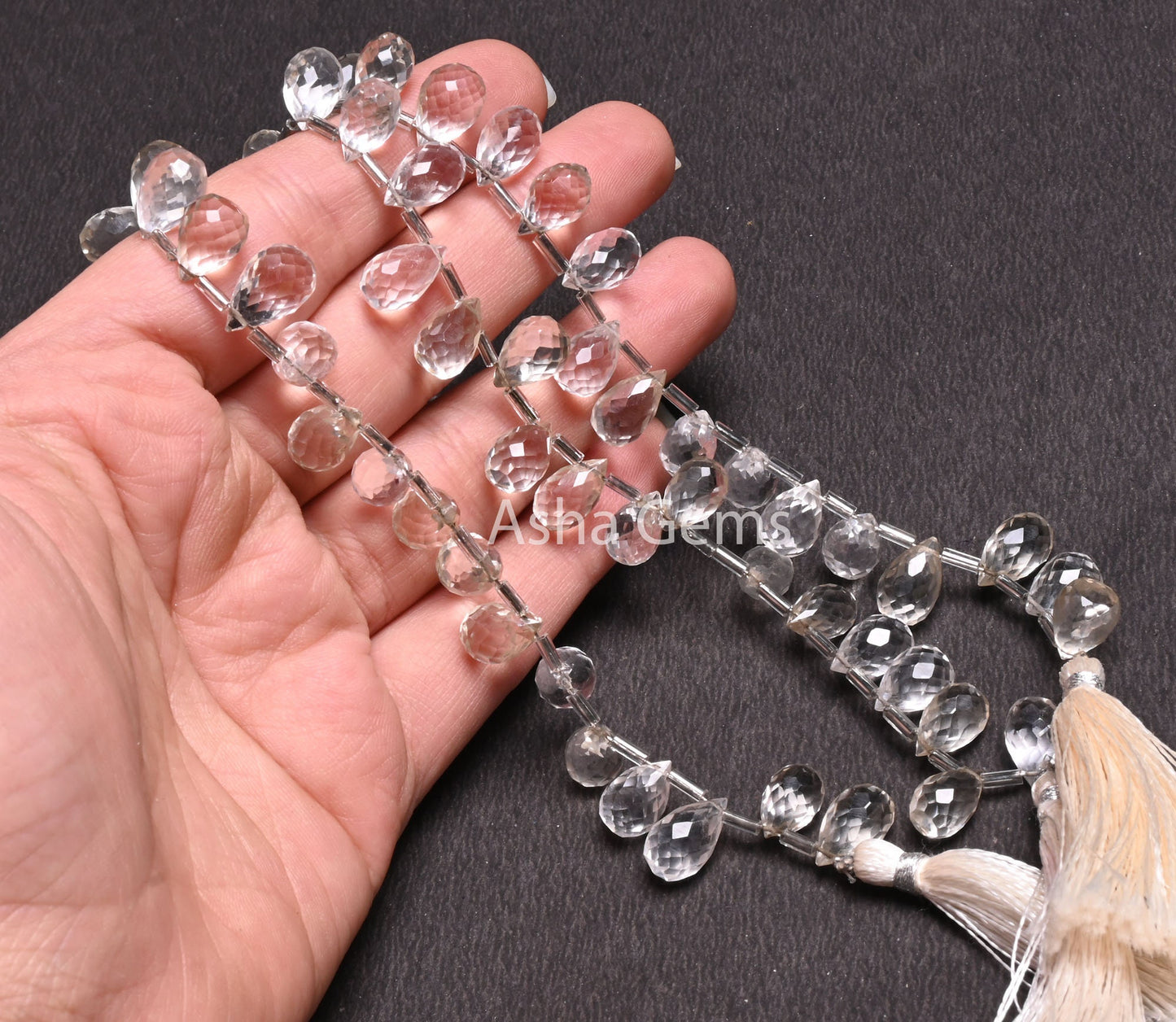 AAA Quality Crystal Quartz Faceted Drop Shape Beads,7"Natural White Crystal Side Drill Teardrop Gemstone Briolette Beads Jewelry Making SALE