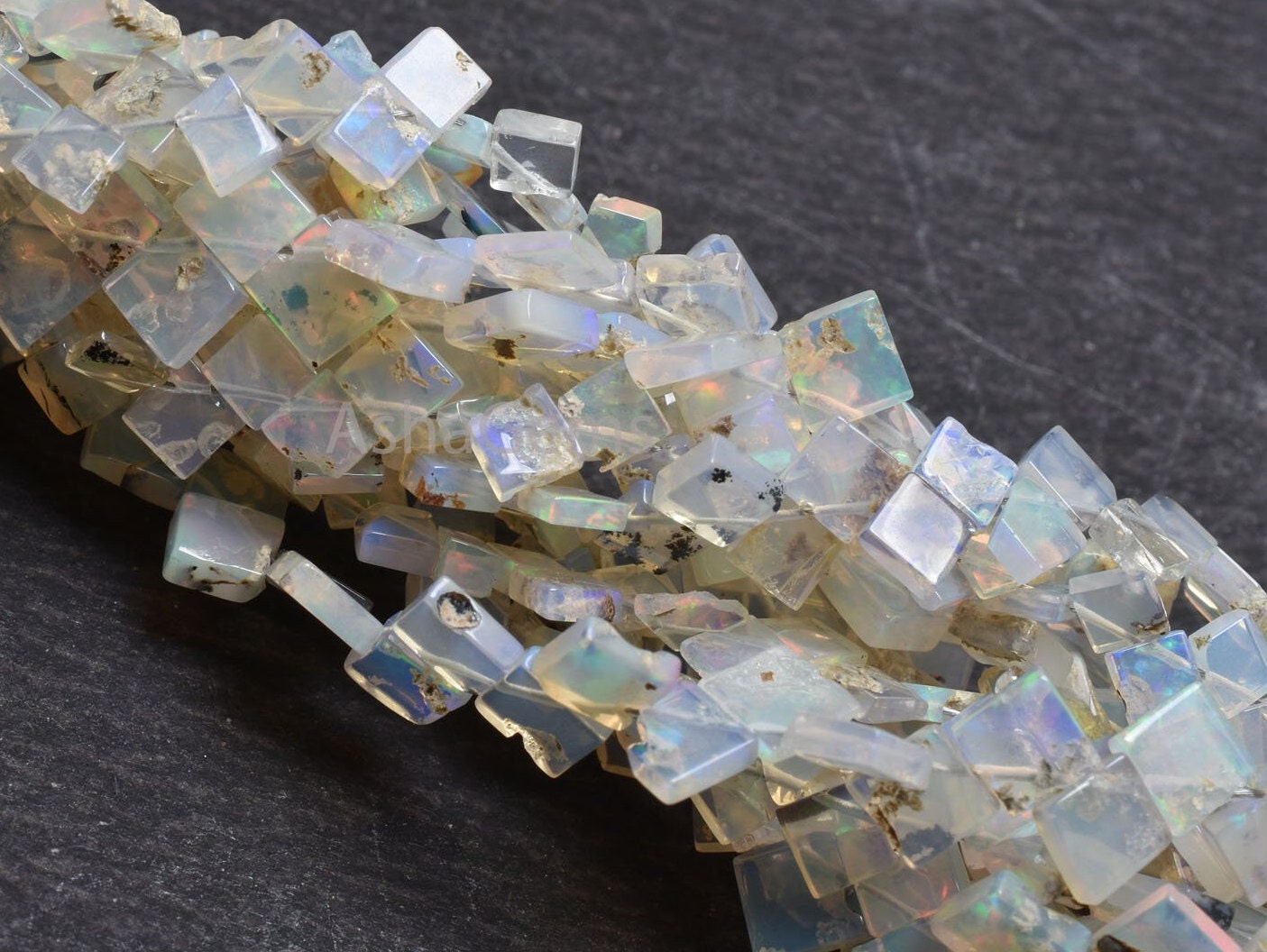 Natural Ethiopian Opal Smooth Uneven Square Shape Beads,Flashy Welo Fire White Ethiopian Opal Fancy Kite Gemstone Handmade Bead Jewelry SALE