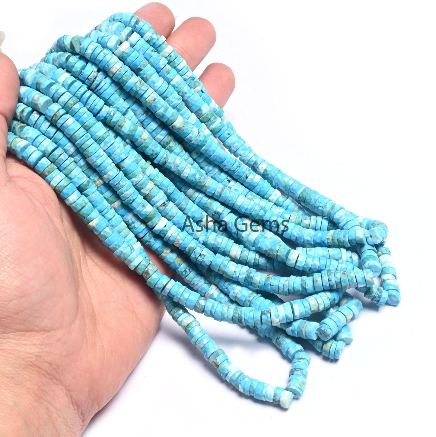 Beautiful Blue Turquoise Howlite Faceted Heishi Tyre Beads,6mm Turquoise Indian Cut Flat Wheel Shape Gemstone Bead Jewelry Making Craft SALE