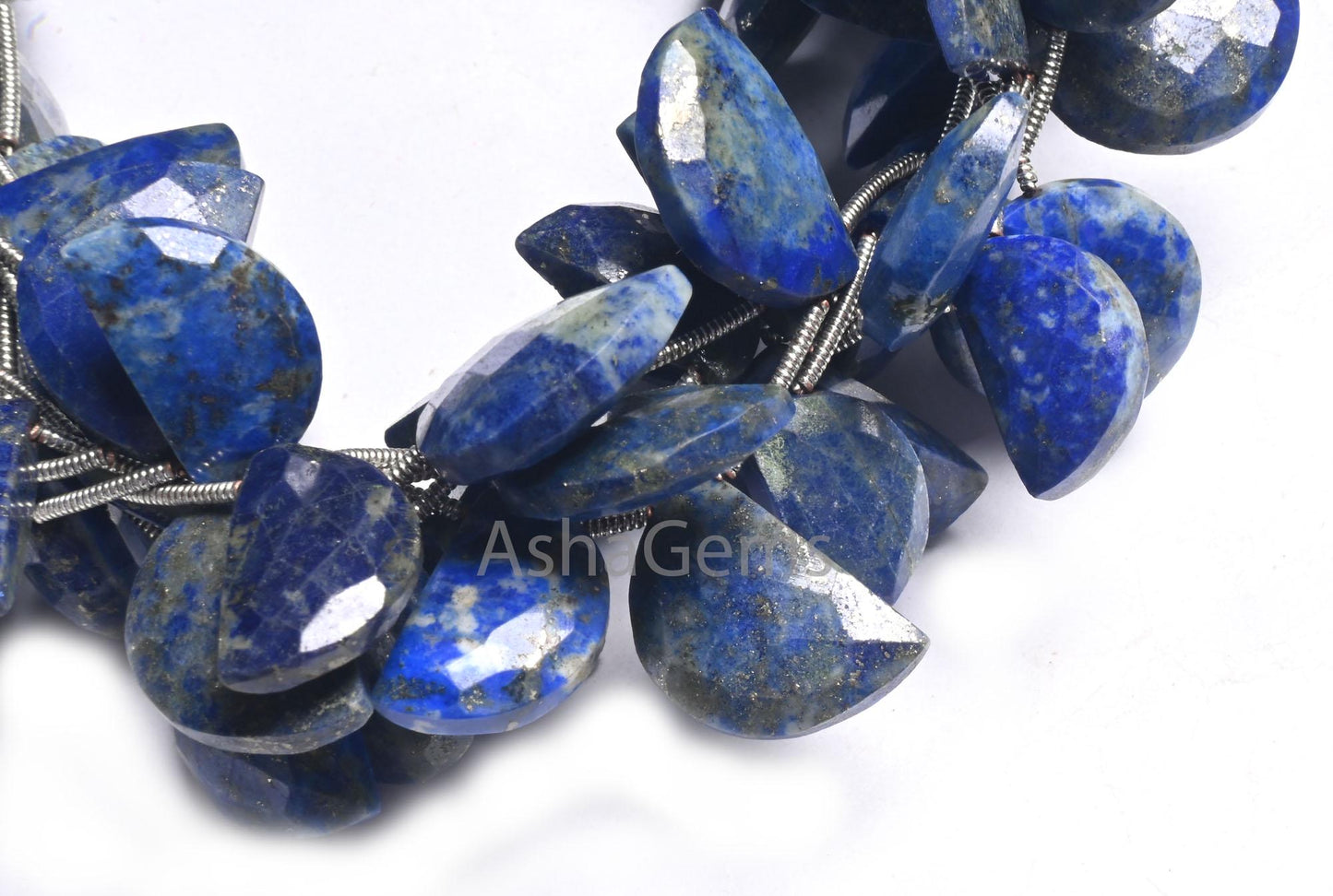 Beautiful Lapis Lazuli Fancy D Shape faceted Beads,8" Natural Blue Lapis Fancy Briolette Checker Cut Gemstone Loose Bead Jewelry Making SALE (AG 18674 )